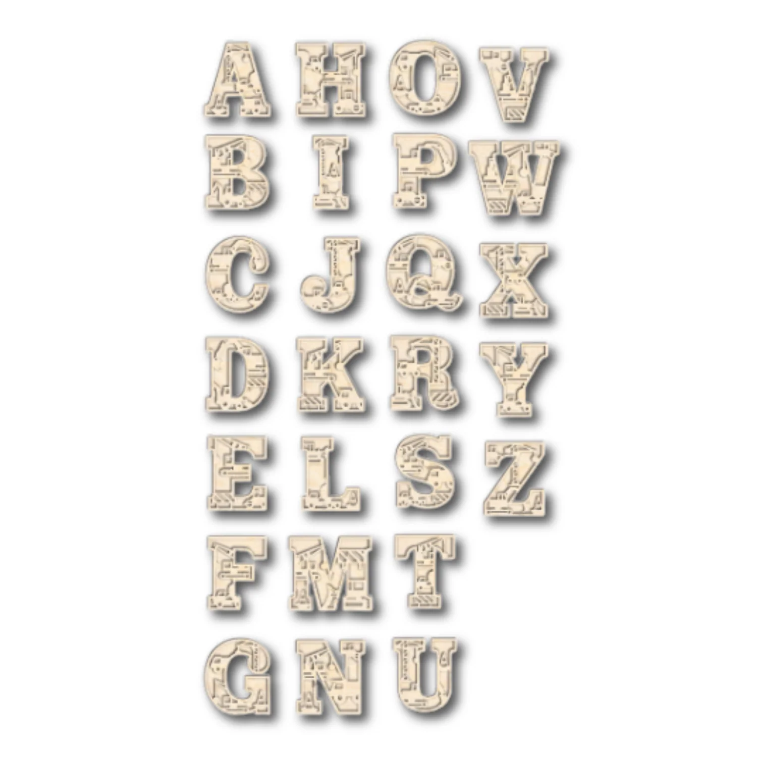 Unfinished Wood Layered Themed Letters | Construction | A-Z | 2 Piece | up to 24" - Image 3