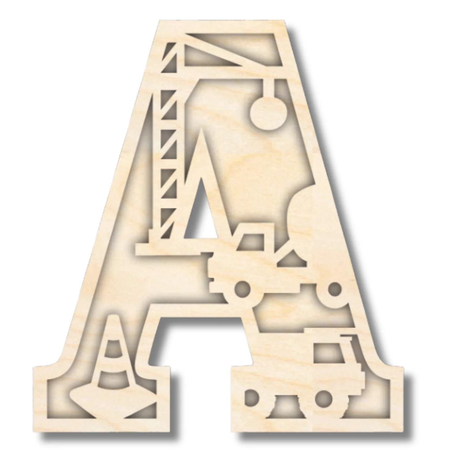 Unfinished Wood Layered Themed Letters | Construction | A-Z | 2 Piece | up to 24" - Image 4