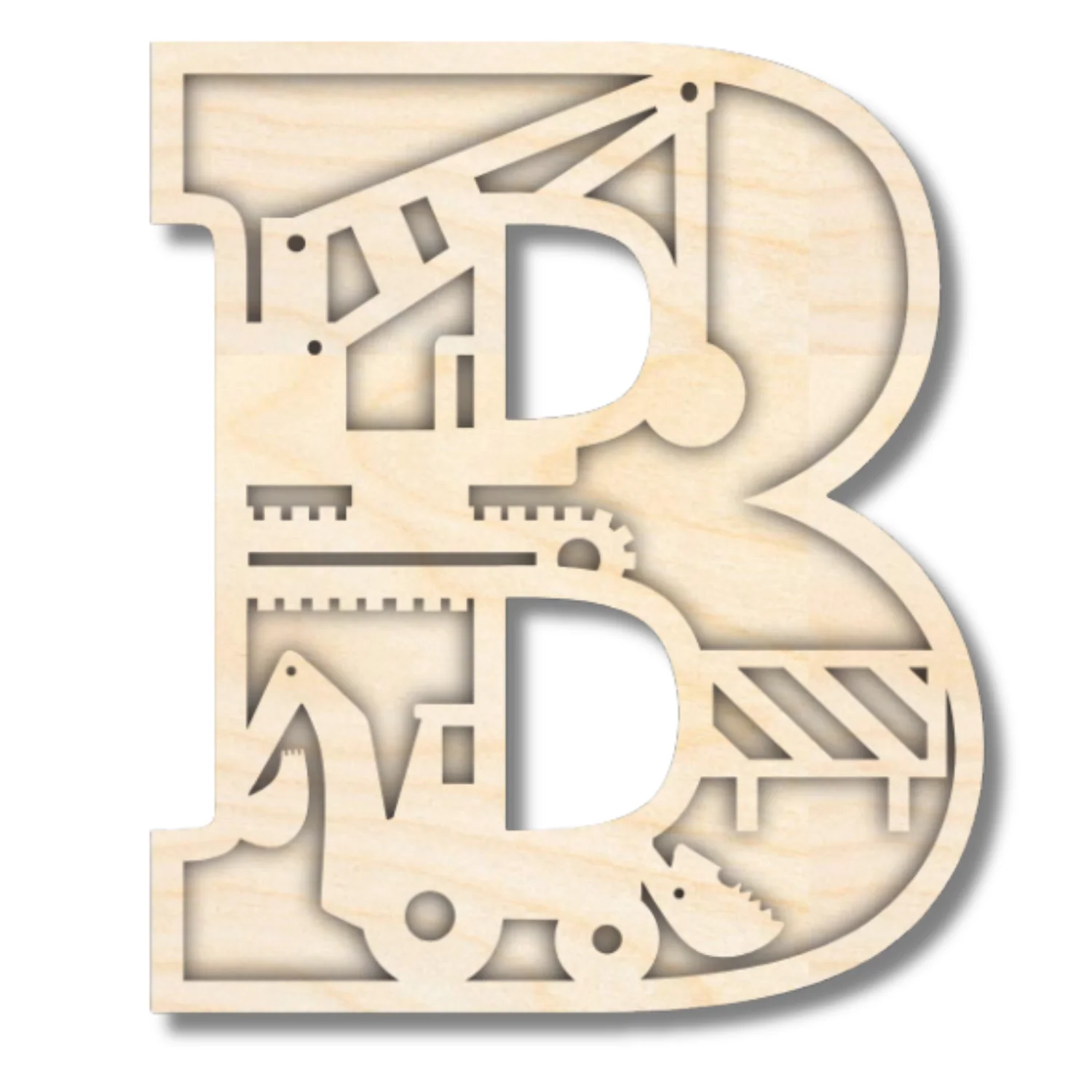 Unfinished Wood Layered Themed Letters | Construction | A-Z | 2 Piece | up to 24" - Image 5