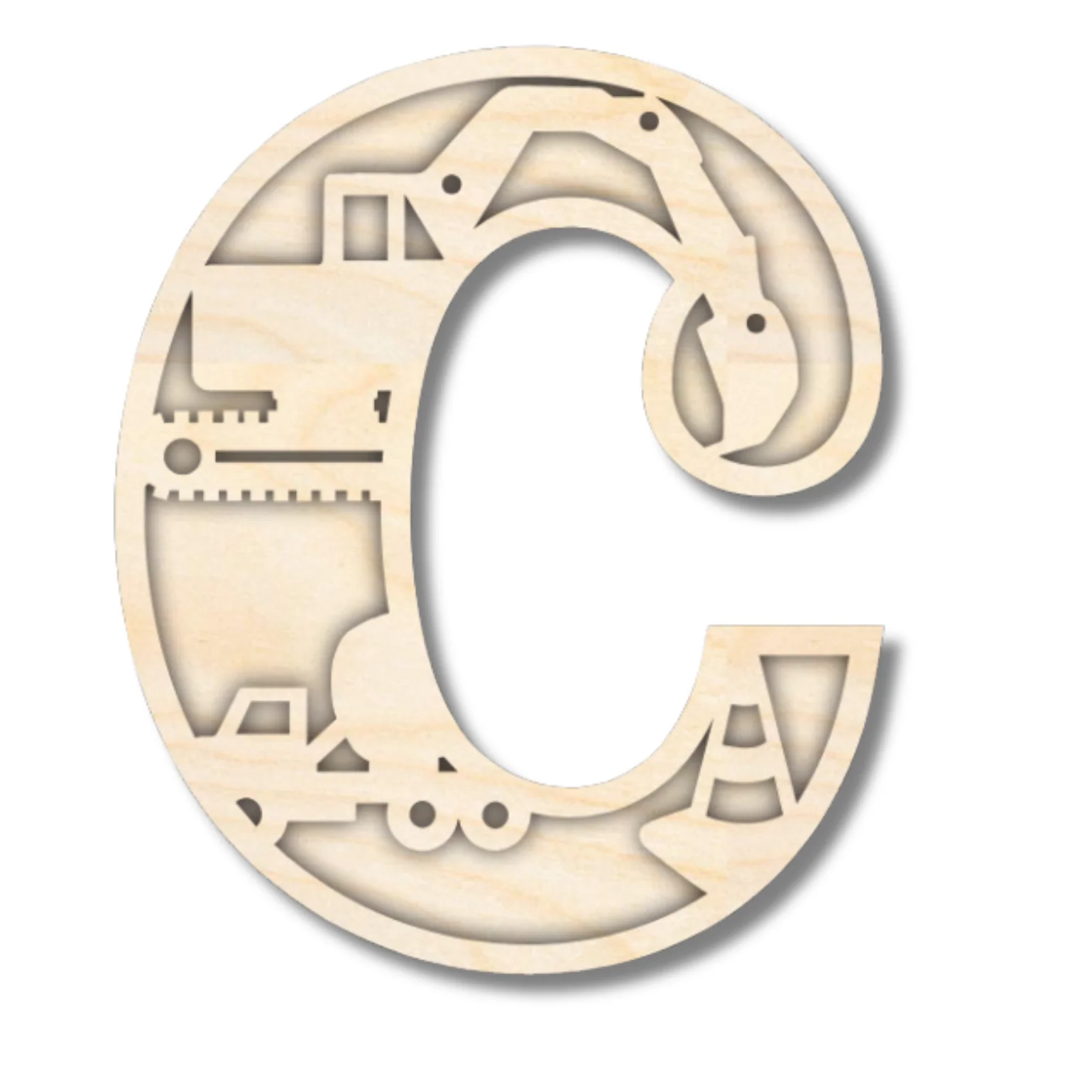 Unfinished Wood Layered Themed Letters | Construction | A-Z | 2 Piece | up to 24" - Image 6