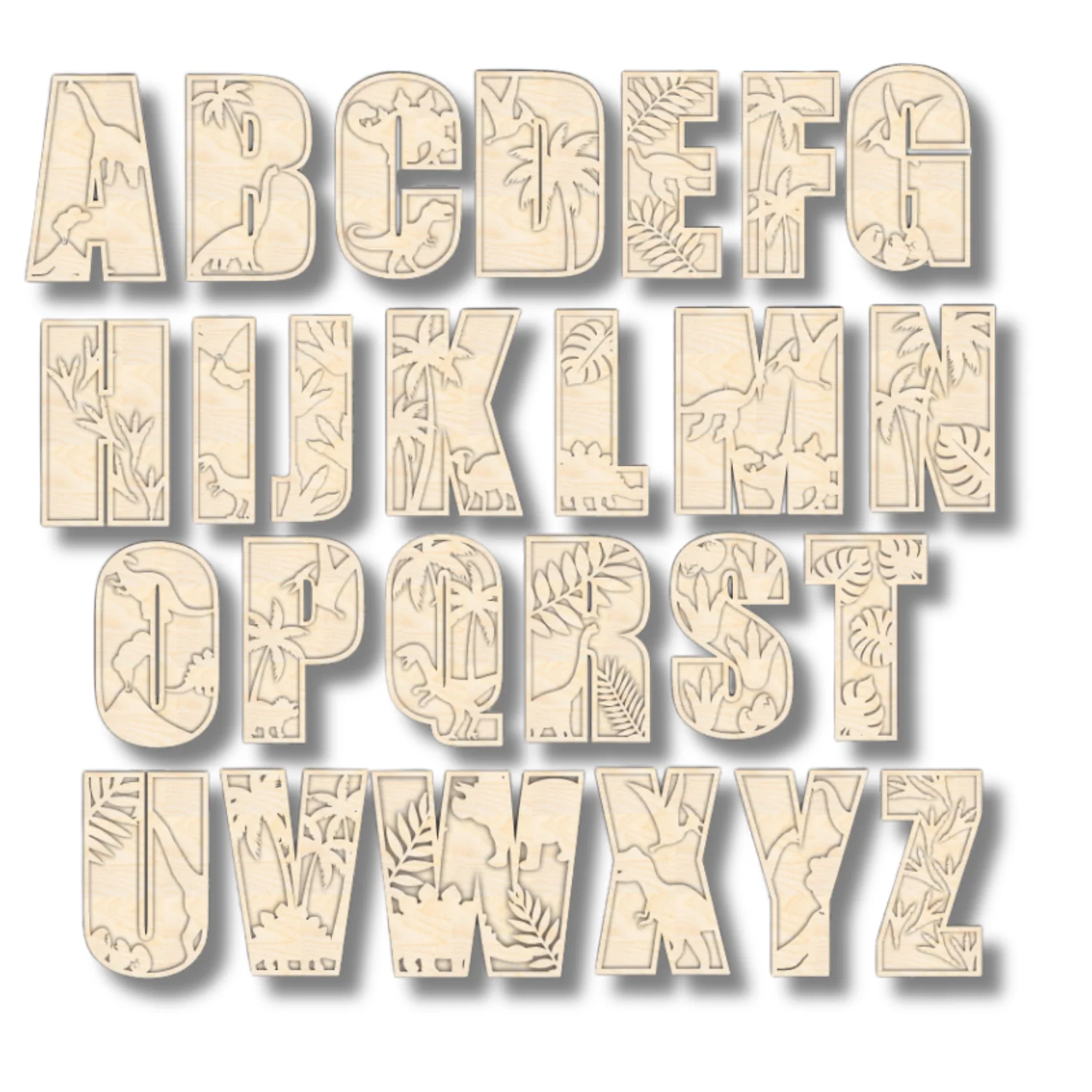 Unfinished Wood Layered Themed Letters | Dinosaur | A-Z | 2 Piece | up to 24" - Image 3