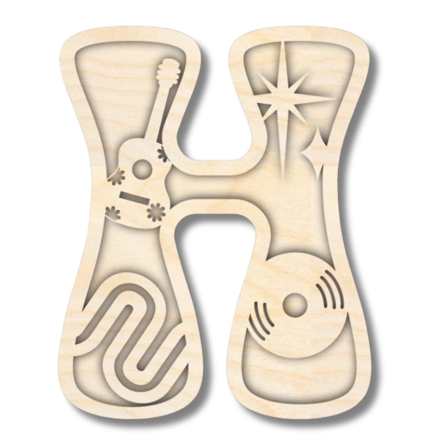 Unfinished Wood Layered Themed Letters | Groovy | A-Z | 2 Piece | up to 24" - Image 11