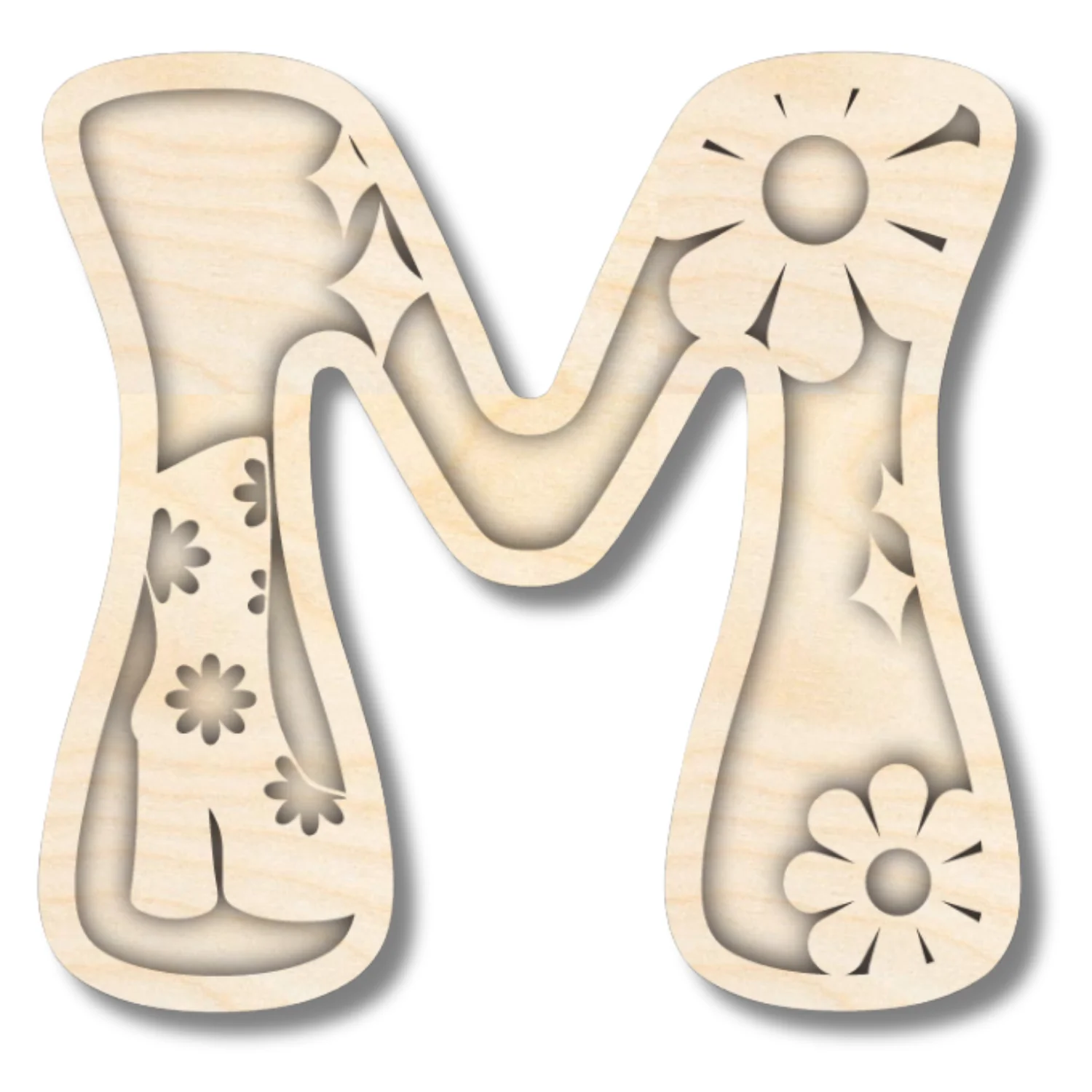 Unfinished Wood Layered Themed Letters | Groovy | A-Z | 2 Piece | up to 24" - Image 16