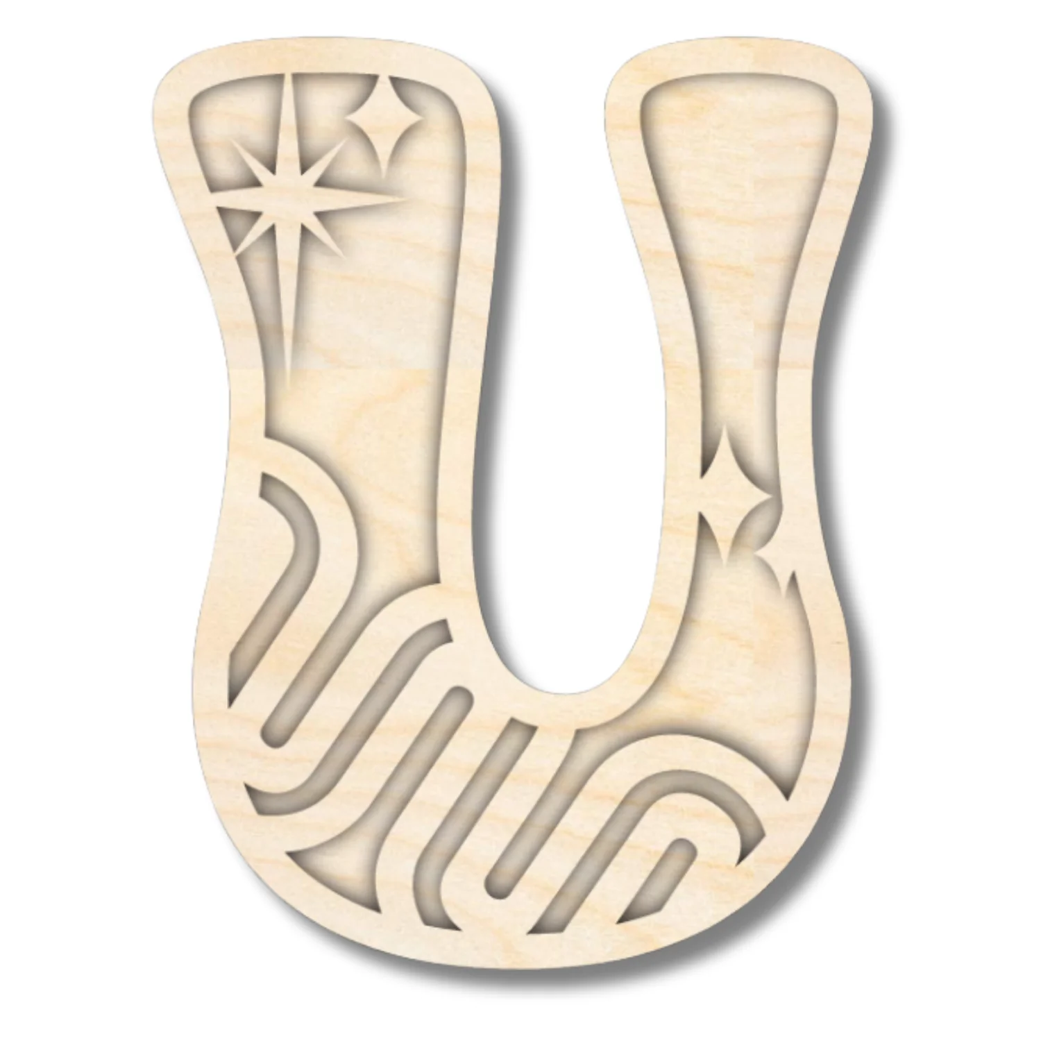 Unfinished Wood Layered Themed Letters | Groovy | A-Z | 2 Piece | up to 24" - Image 24