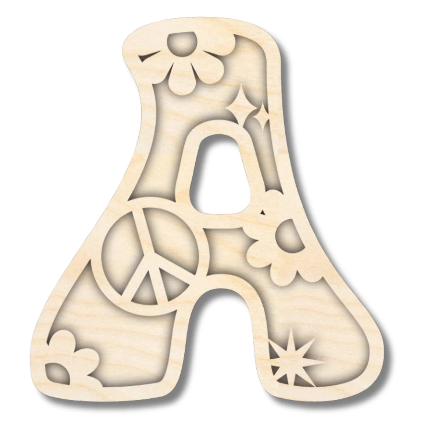 Unfinished Wood Layered Themed Letters | Groovy | A-Z | 2 Piece | up to 24" - Image 4