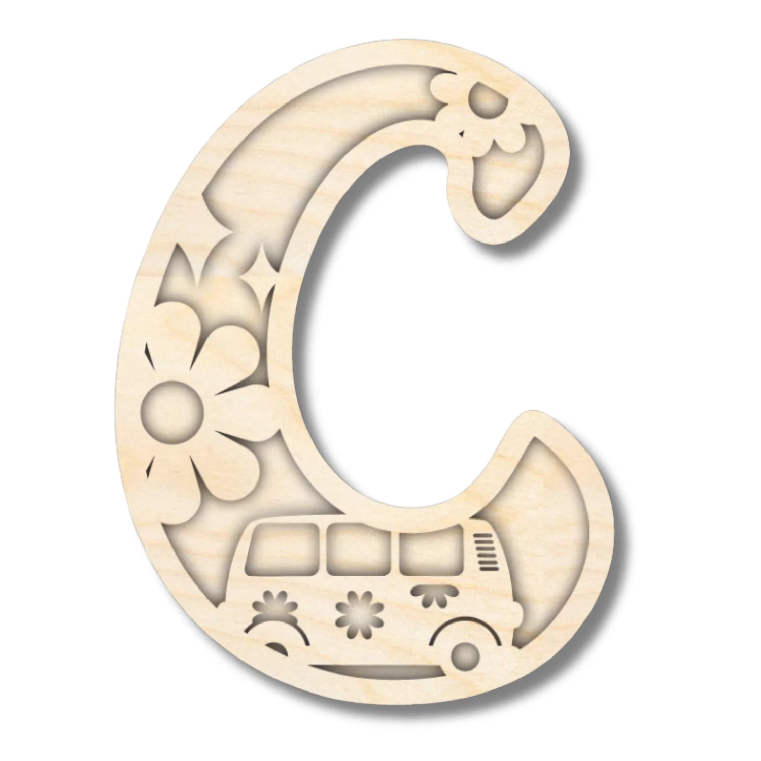 Unfinished Wood Layered Themed Letters | Groovy | A-Z | 2 Piece | up to 24" - Image 6