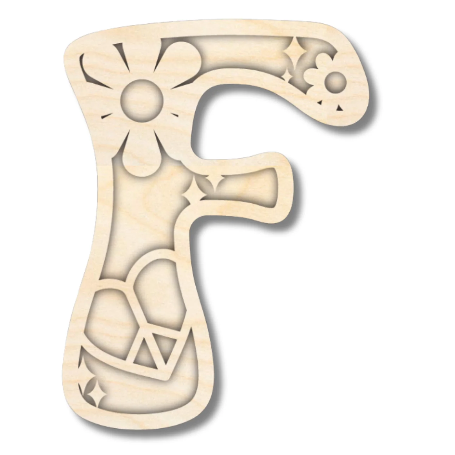Unfinished Wood Layered Themed Letters | Groovy | A-Z | 2 Piece | up to 24" - Image 9