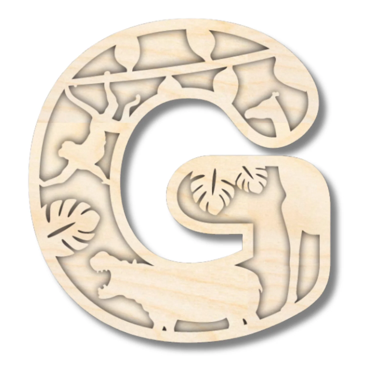 Unfinished Wood Layered Themed Letters | Jungle Animals | A-Z | 2 Piece | up to 24" - Image 10