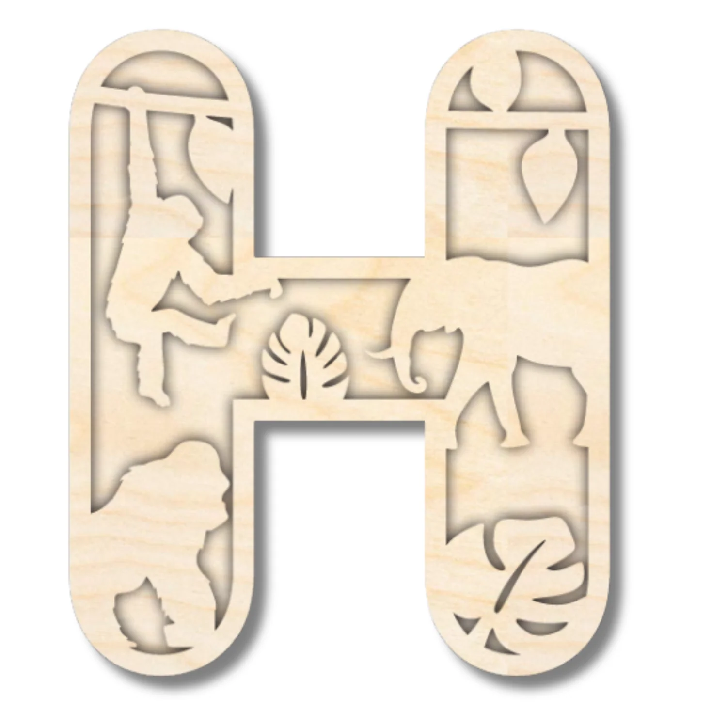 Unfinished Wood Layered Themed Letters | Jungle Animals | A-Z | 2 Piece | up to 24" - Image 11