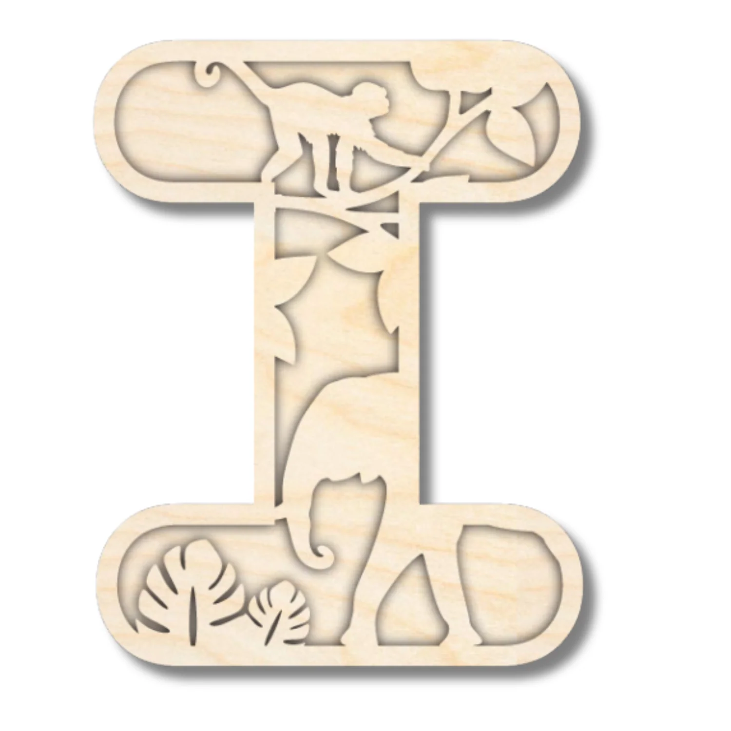 Unfinished Wood Layered Themed Letters | Jungle Animals | A-Z | 2 Piece | up to 24" - Image 12