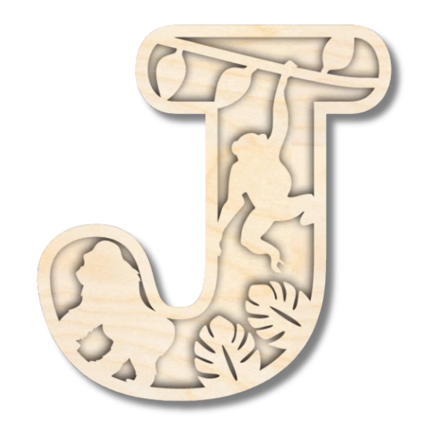 Unfinished Wood Layered Themed Letters | Jungle Animals | A-Z | 2 Piece | up to 24" - Image 13