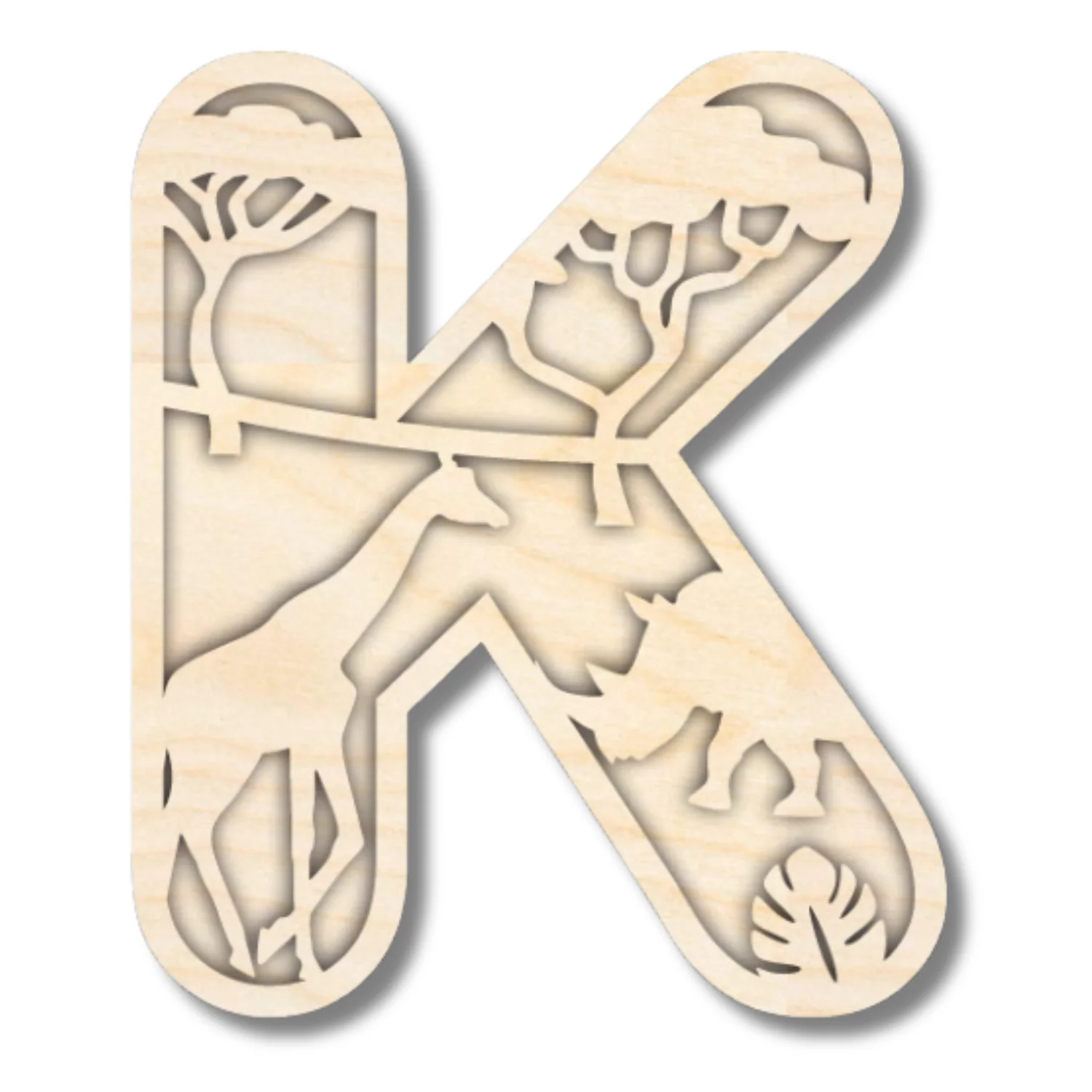 Unfinished Wood Layered Themed Letters | Jungle Animals | A-Z | 2 Piece | up to 24" - Image 14
