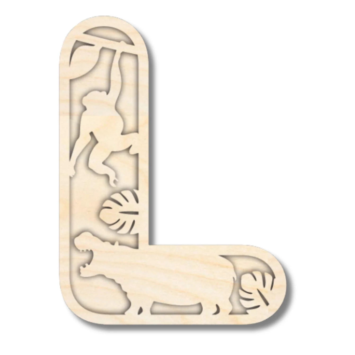 Unfinished Wood Layered Themed Letters | Jungle Animals | A-Z | 2 Piece | up to 24" - Image 15