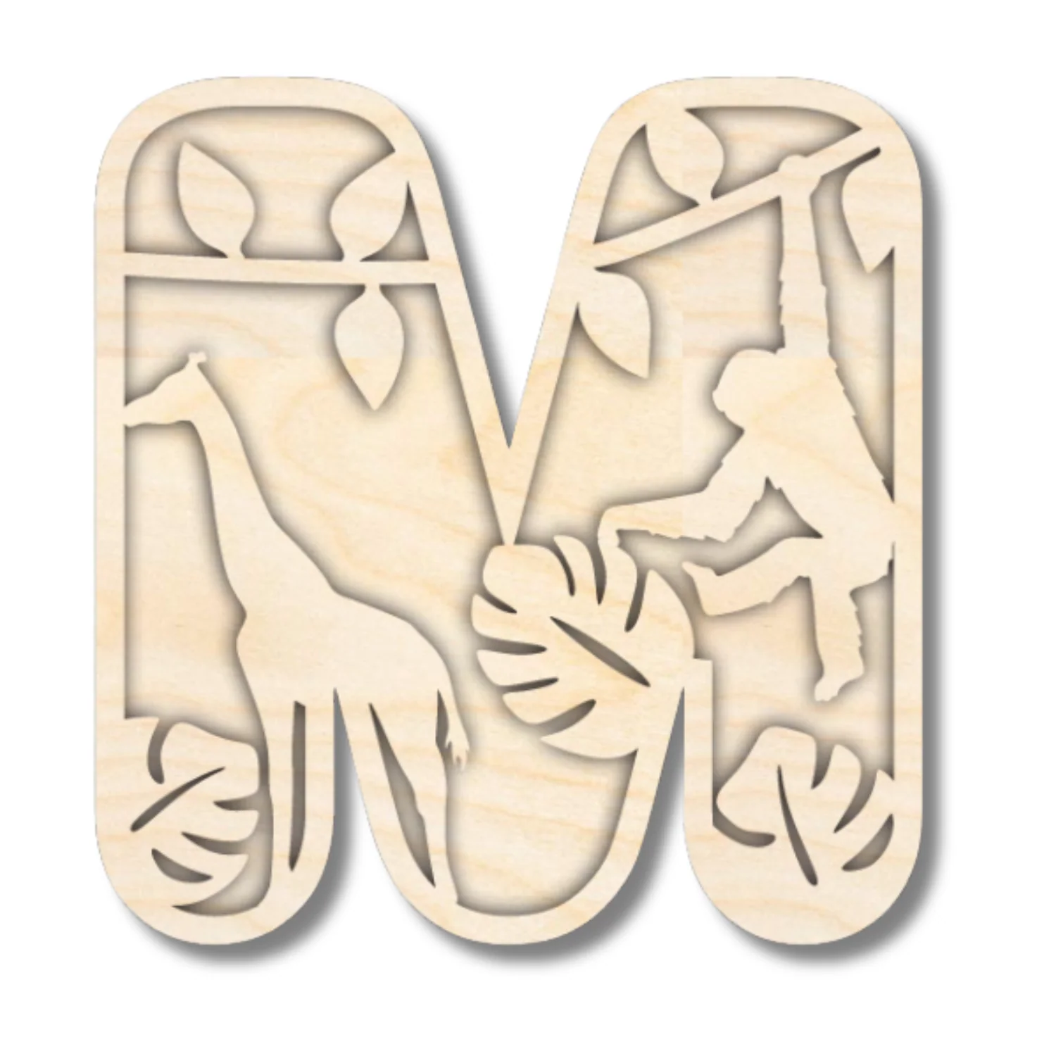 Unfinished Wood Layered Themed Letters | Jungle Animals | A-Z | 2 Piece | up to 24" - Image 16