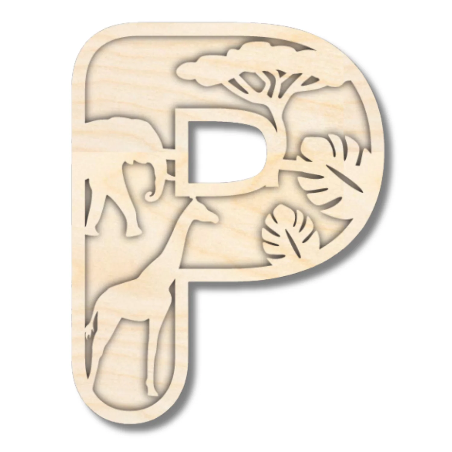 Unfinished Wood Layered Themed Letters | Jungle Animals | A-Z | 2 Piece | up to 24" - Image 19