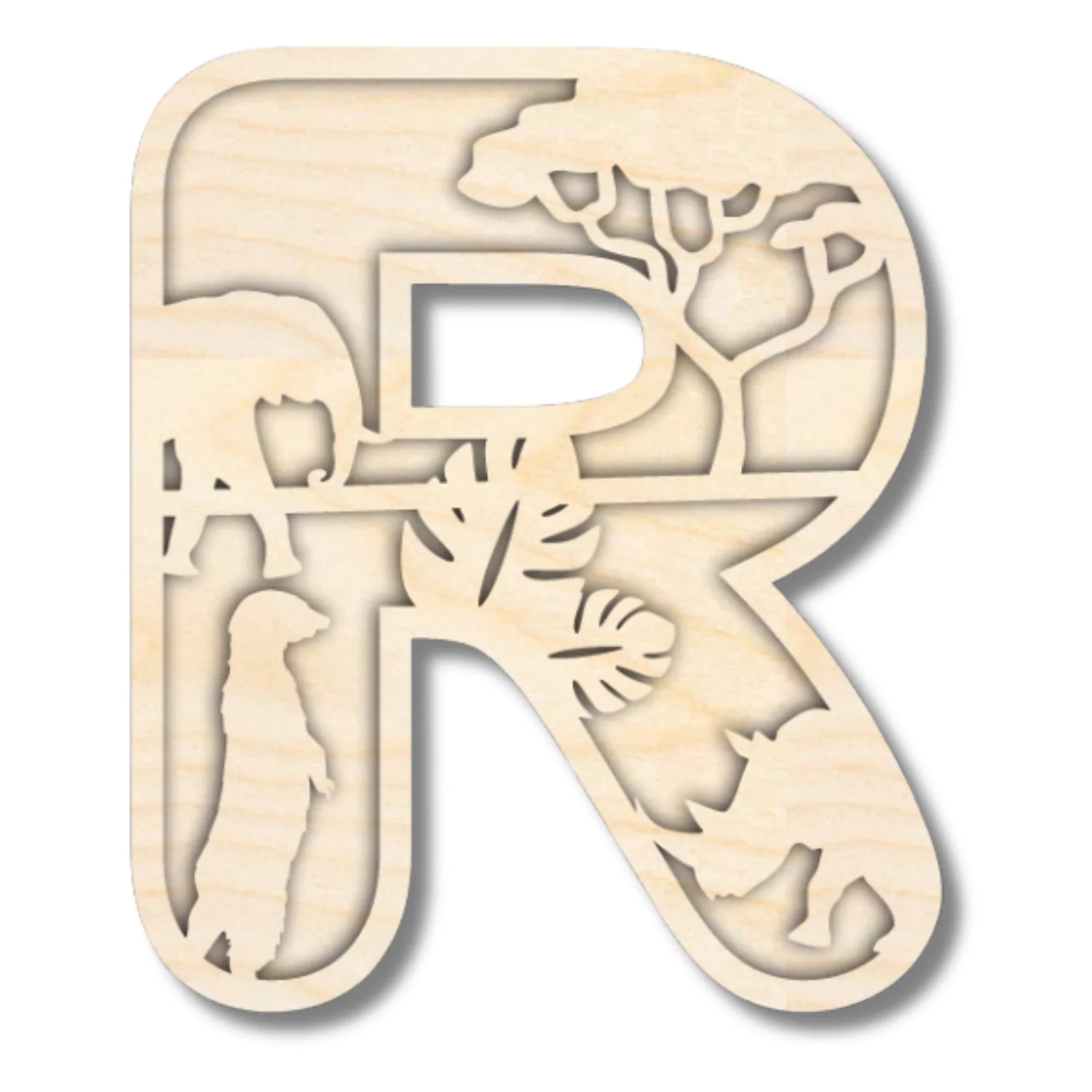 Unfinished Wood Layered Themed Letters | Jungle Animals | A-Z | 2 Piece | up to 24" - Image 21