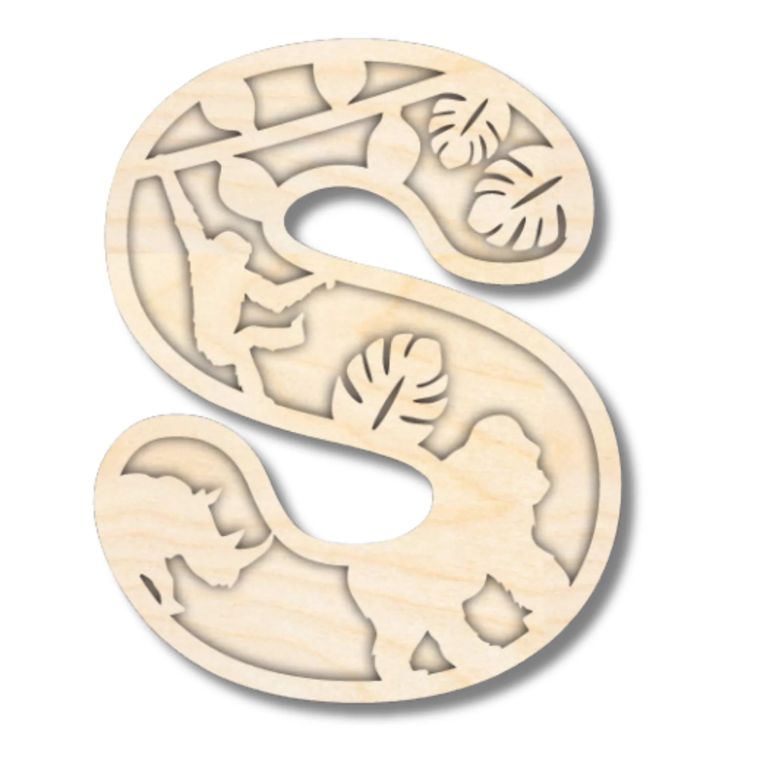 Unfinished Wood Layered Themed Letters | Jungle Animals | A-Z | 2 Piece | up to 24" - Image 22