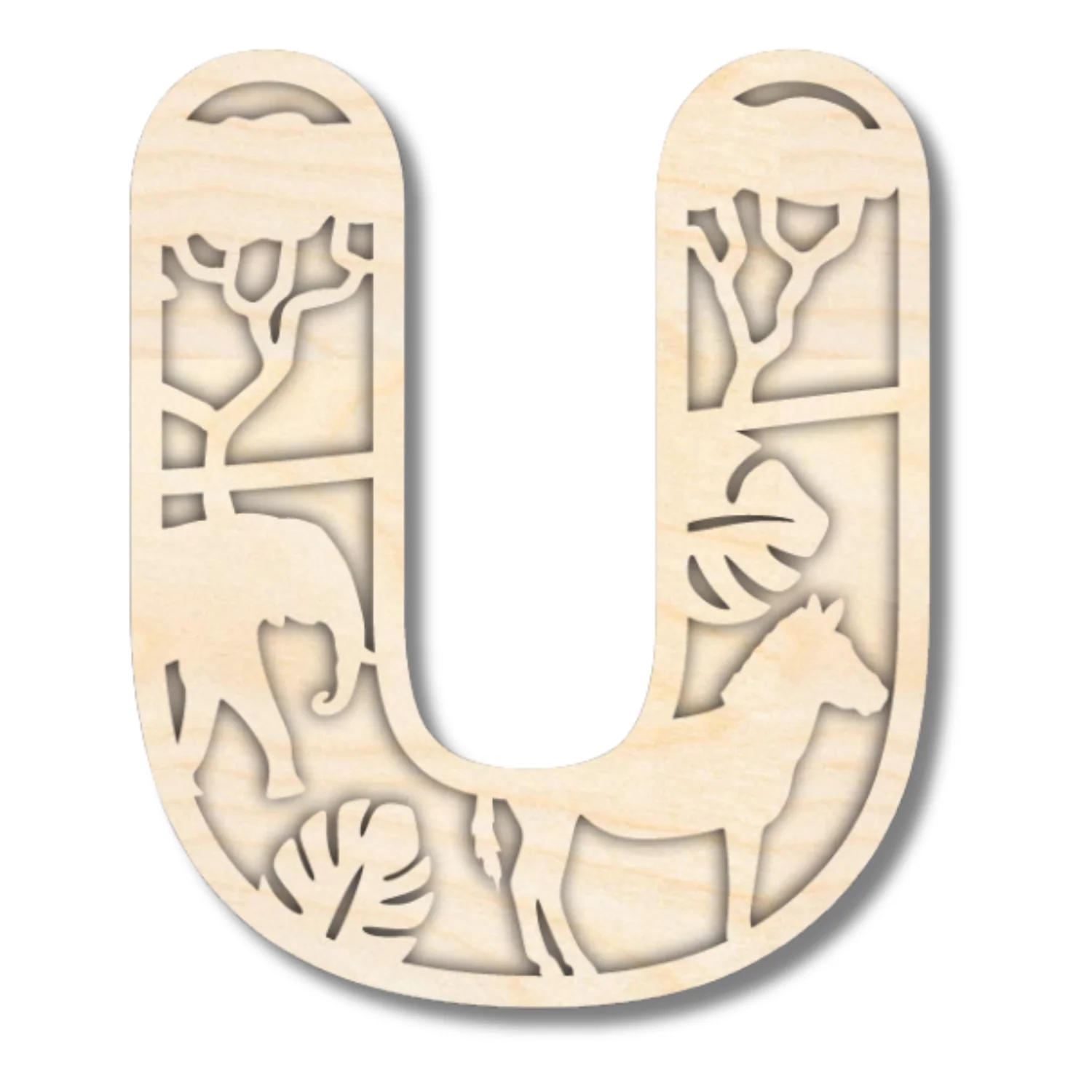 Unfinished Wood Layered Themed Letters | Jungle Animals | A-Z | 2 Piece | up to 24" - Image 24