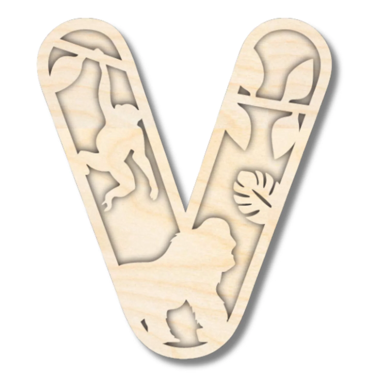 Unfinished Wood Layered Themed Letters | Jungle Animals | A-Z | 2 Piece | up to 24" - Image 25