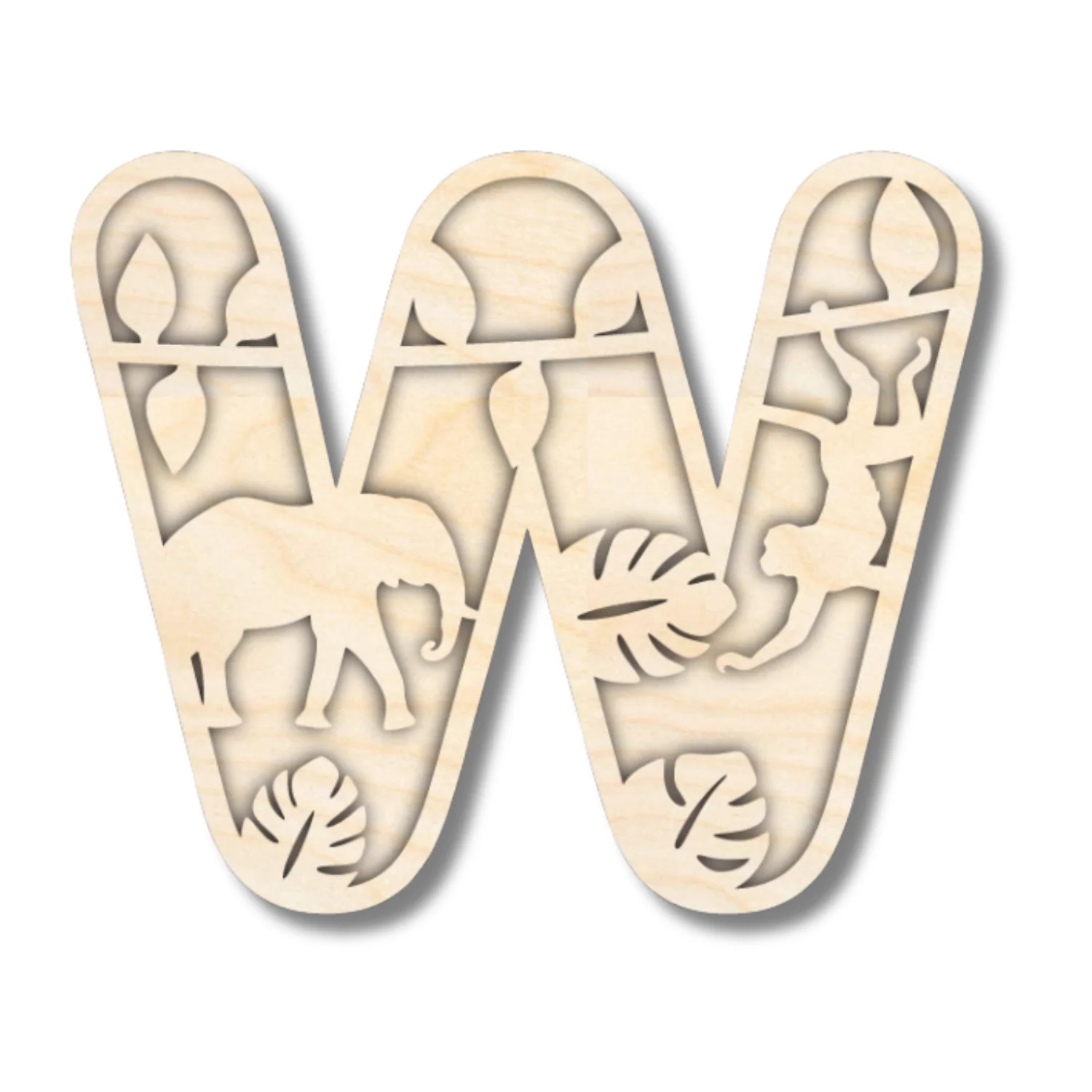Unfinished Wood Layered Themed Letters | Jungle Animals | A-Z | 2 Piece | up to 24" - Image 26
