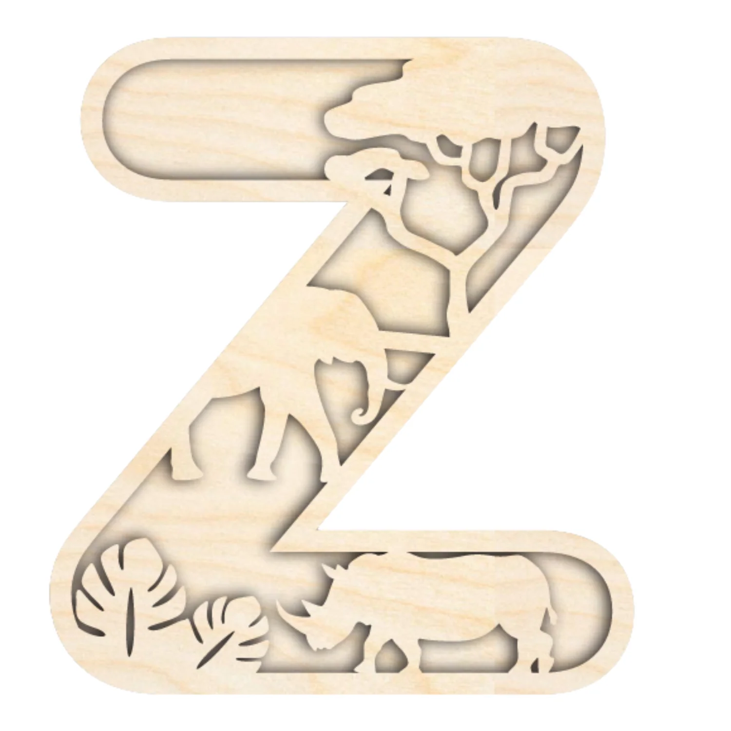 Unfinished Wood Layered Themed Letters | Jungle Animals | A-Z | 2 Piece | up to 24" - Image 29