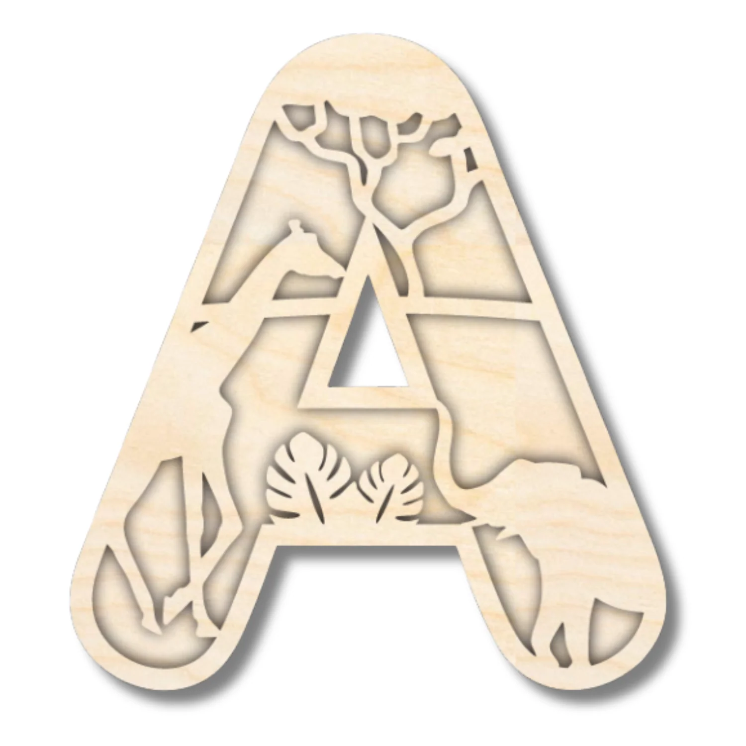 Unfinished Wood Layered Themed Letters | Jungle Animals | A-Z | 2 Piece | up to 24" - Image 4