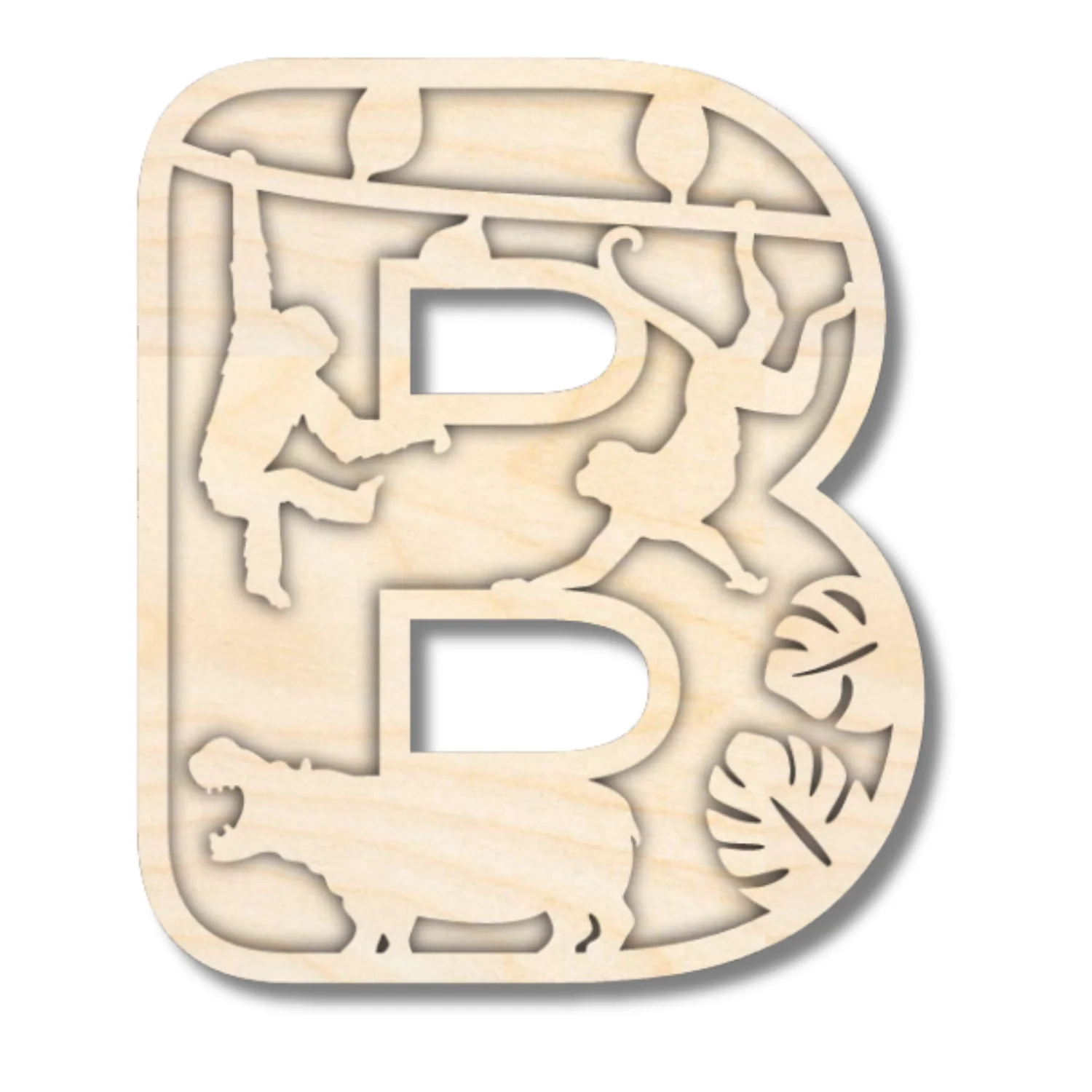 Unfinished Wood Layered Themed Letters | Jungle Animals | A-Z | 2 Piece | up to 24" - Image 5