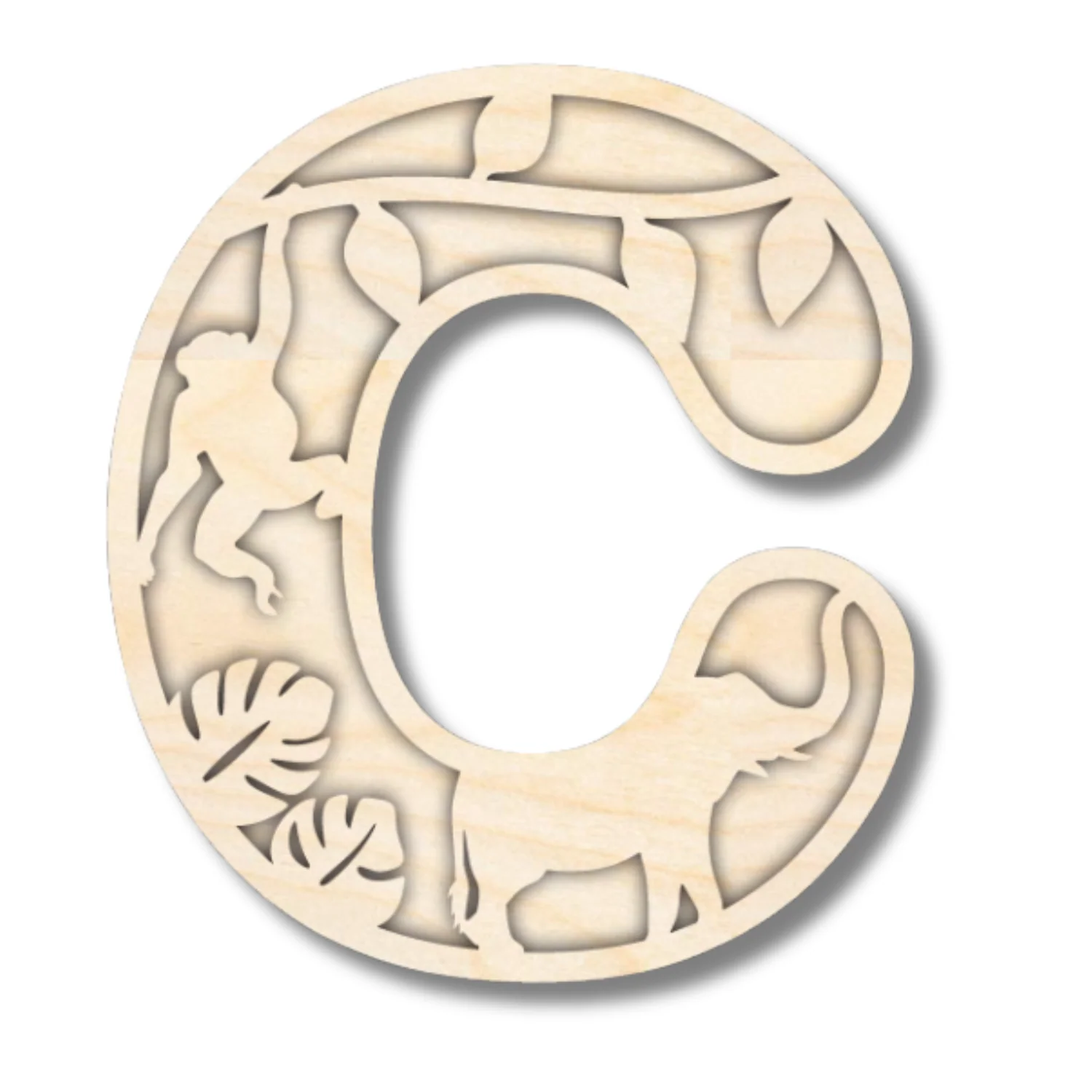 Unfinished Wood Layered Themed Letters | Jungle Animals | A-Z | 2 Piece | up to 24" - Image 6