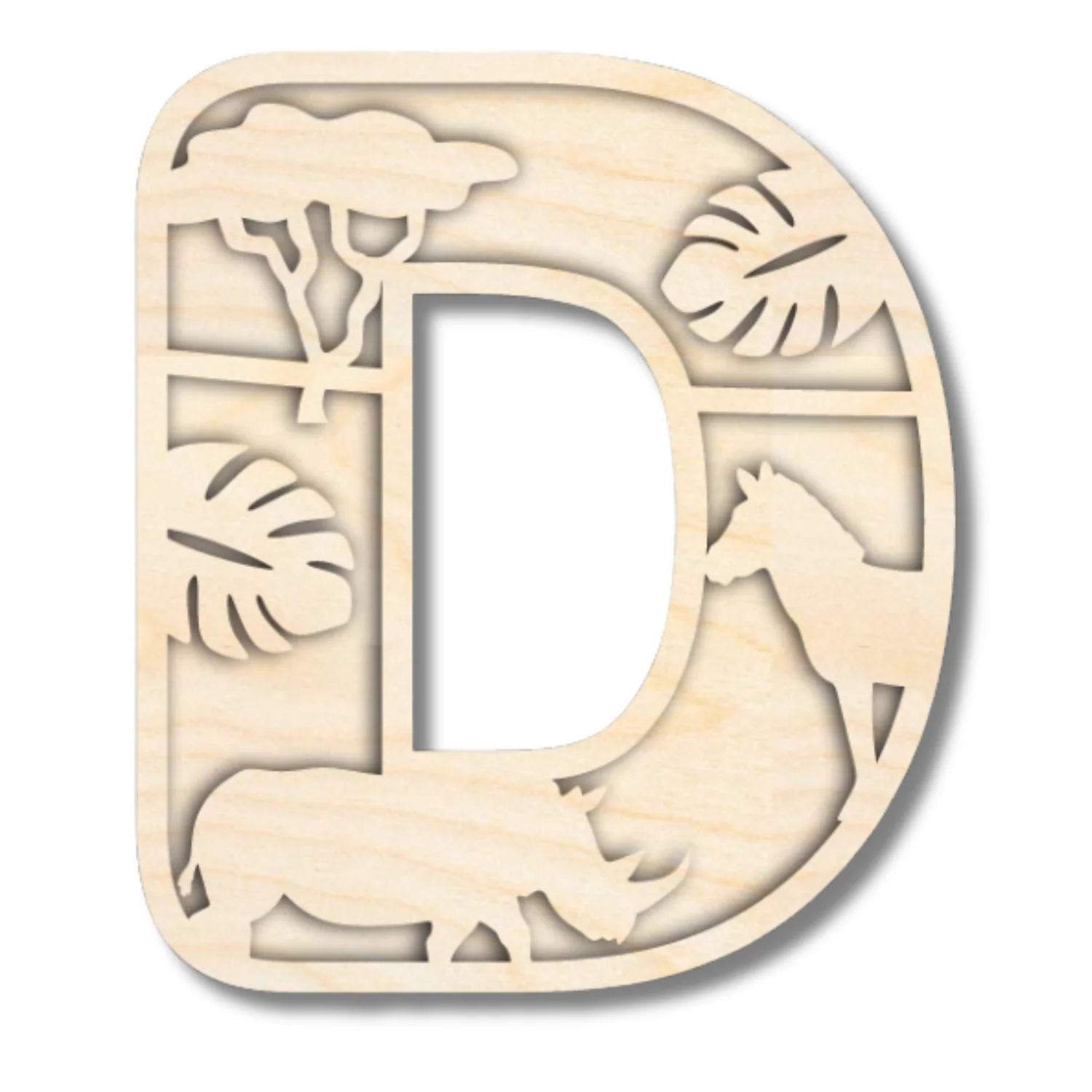 Unfinished Wood Layered Themed Letters | Jungle Animals | A-Z | 2 Piece | up to 24" - Image 7