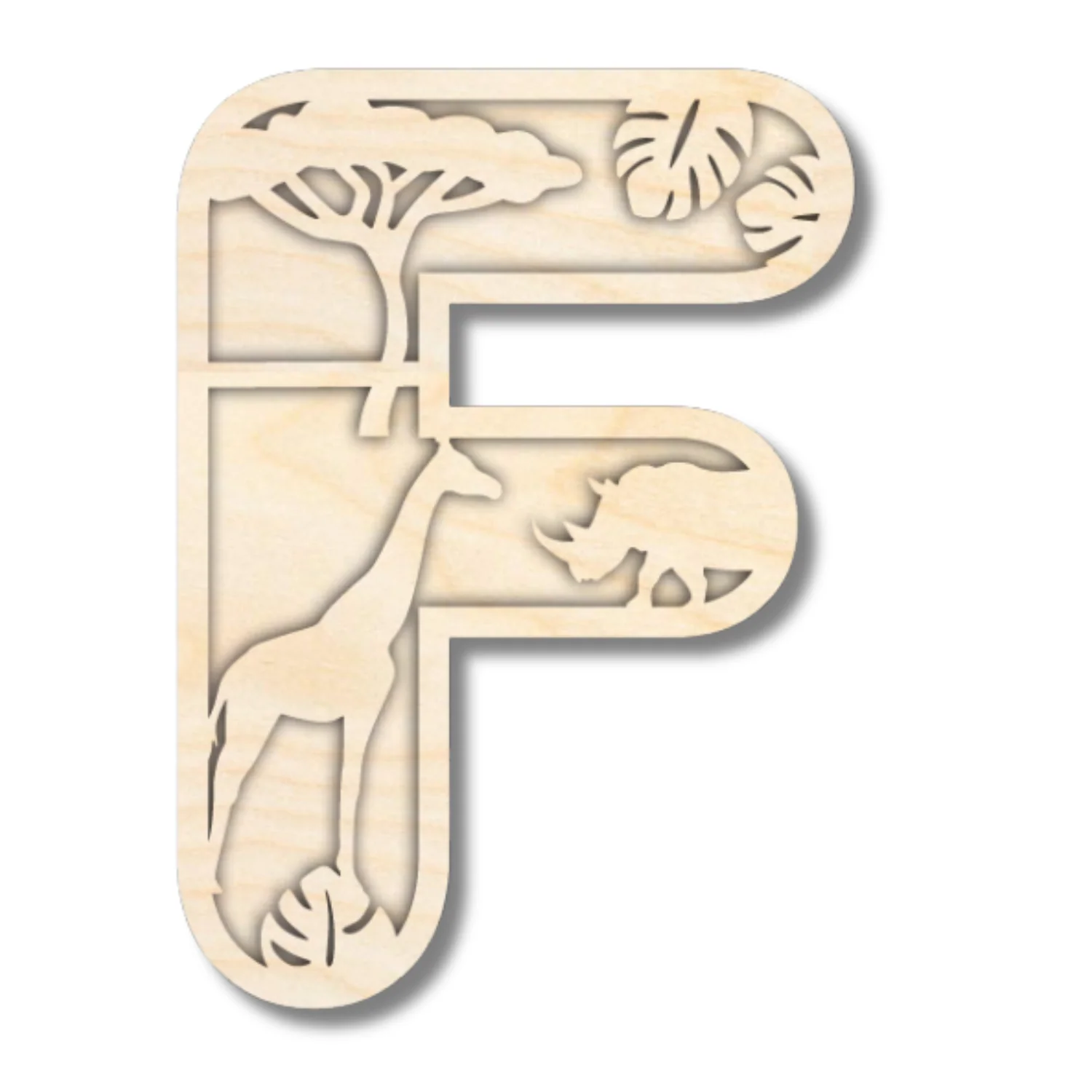 Unfinished Wood Layered Themed Letters | Jungle Animals | A-Z | 2 Piece | up to 24" - Image 9