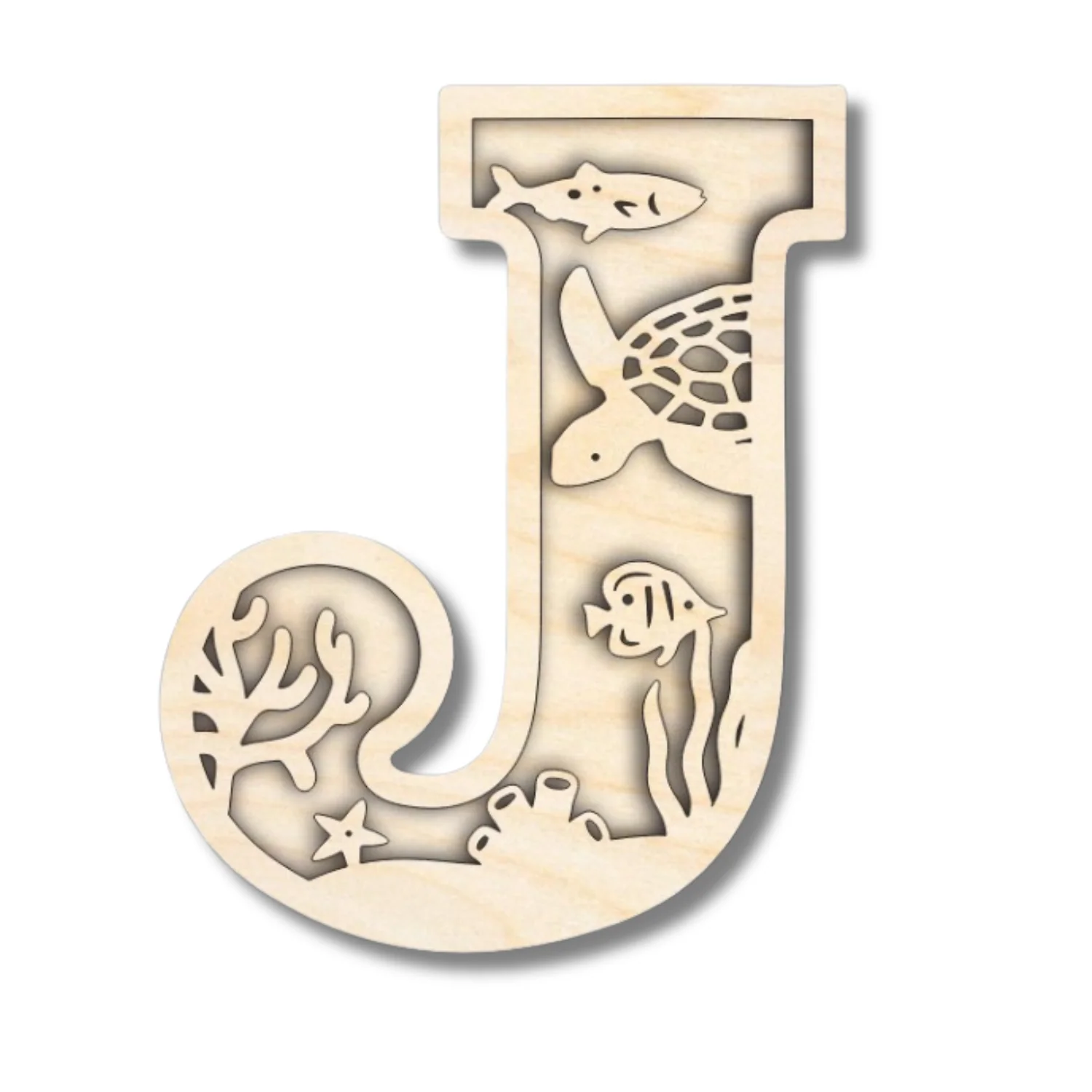 Unfinished Wood Layered Themed Letters | Ocean | A-Z | 2 Piece | up to 24" - Image 13