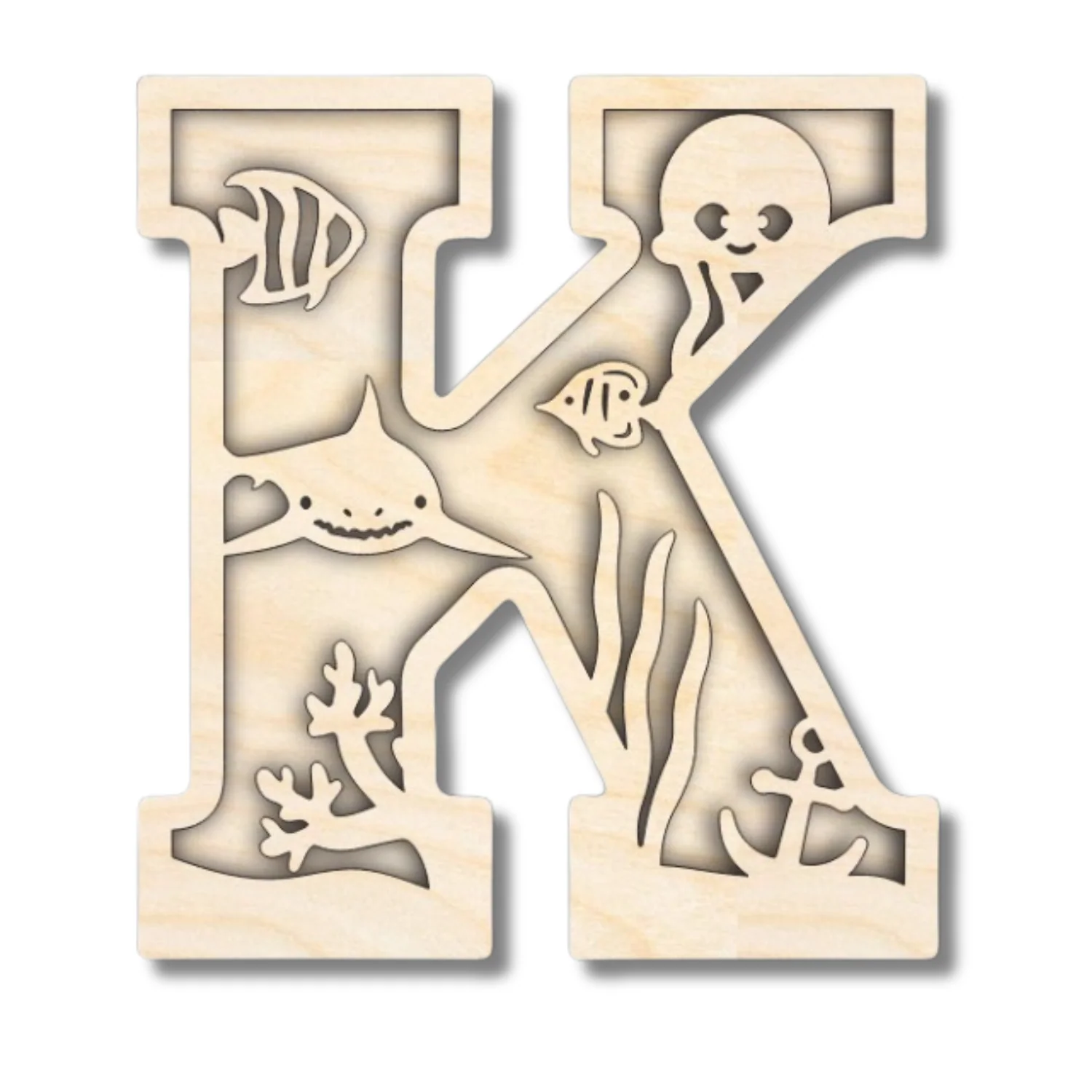 Unfinished Wood Layered Themed Letters | Ocean | A-Z | 2 Piece | up to 24" - Image 14
