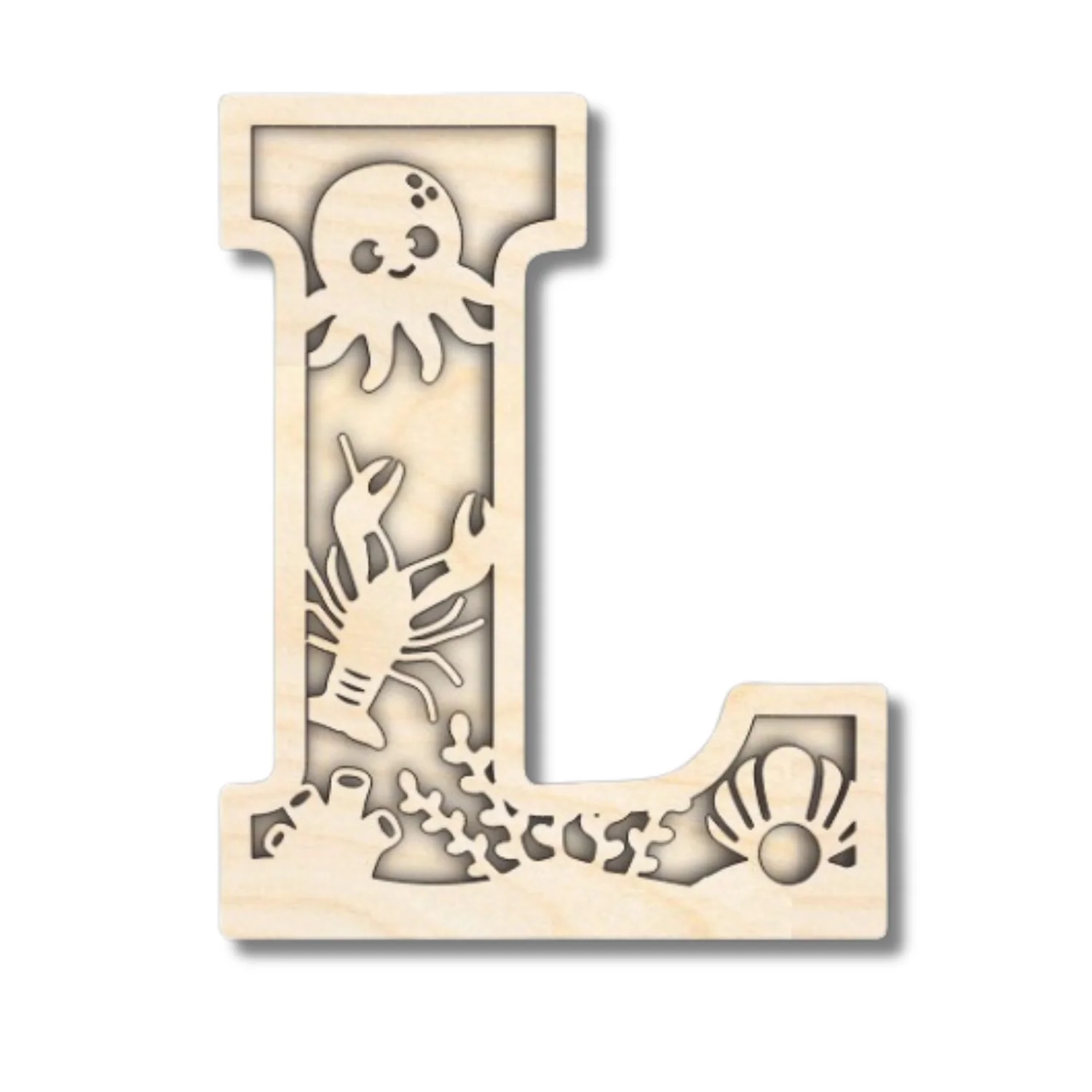 Unfinished Wood Layered Themed Letters | Ocean | A-Z | 2 Piece | up to 24" - Image 15