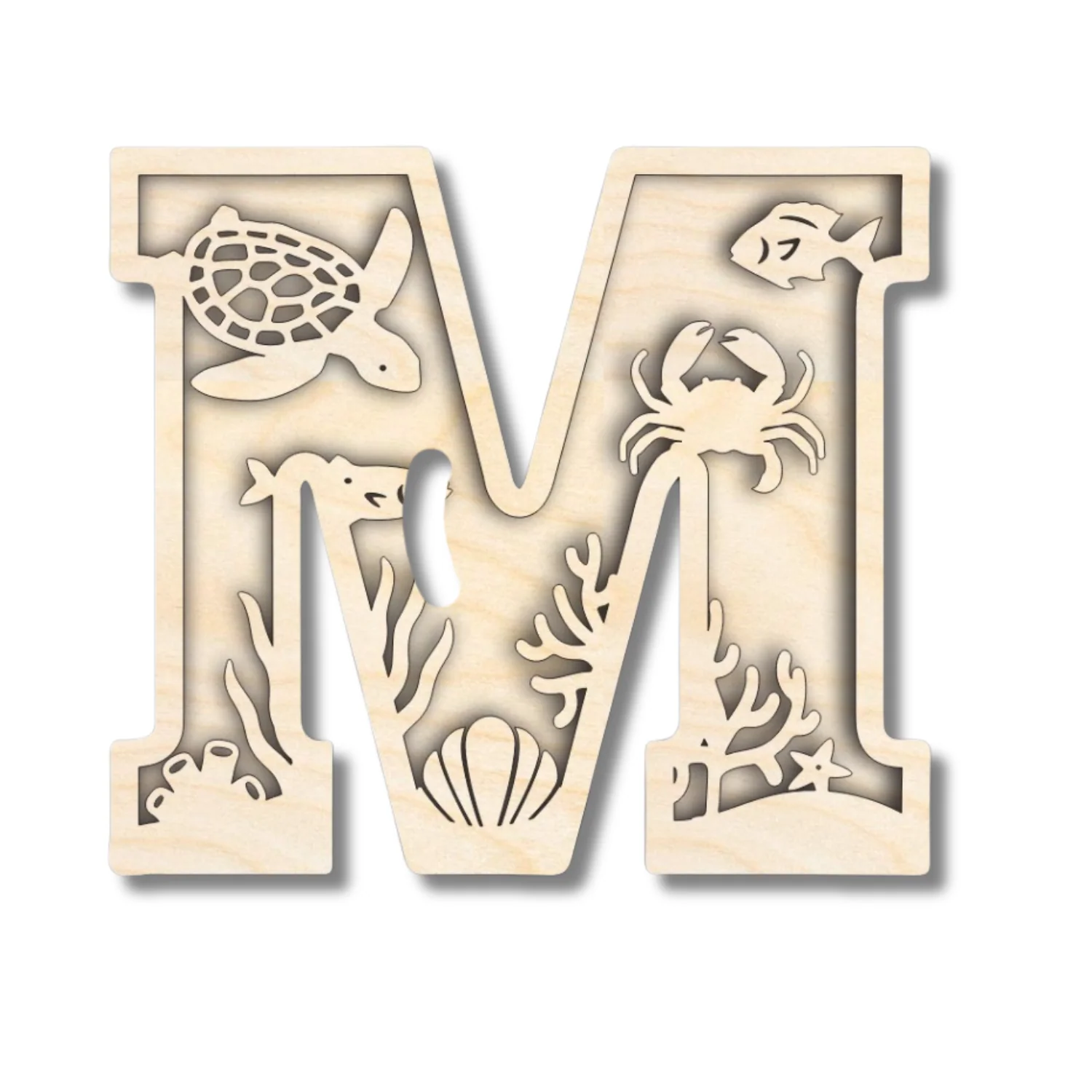 Unfinished Wood Layered Themed Letters | Ocean | A-Z | 2 Piece | up to 24" - Image 16