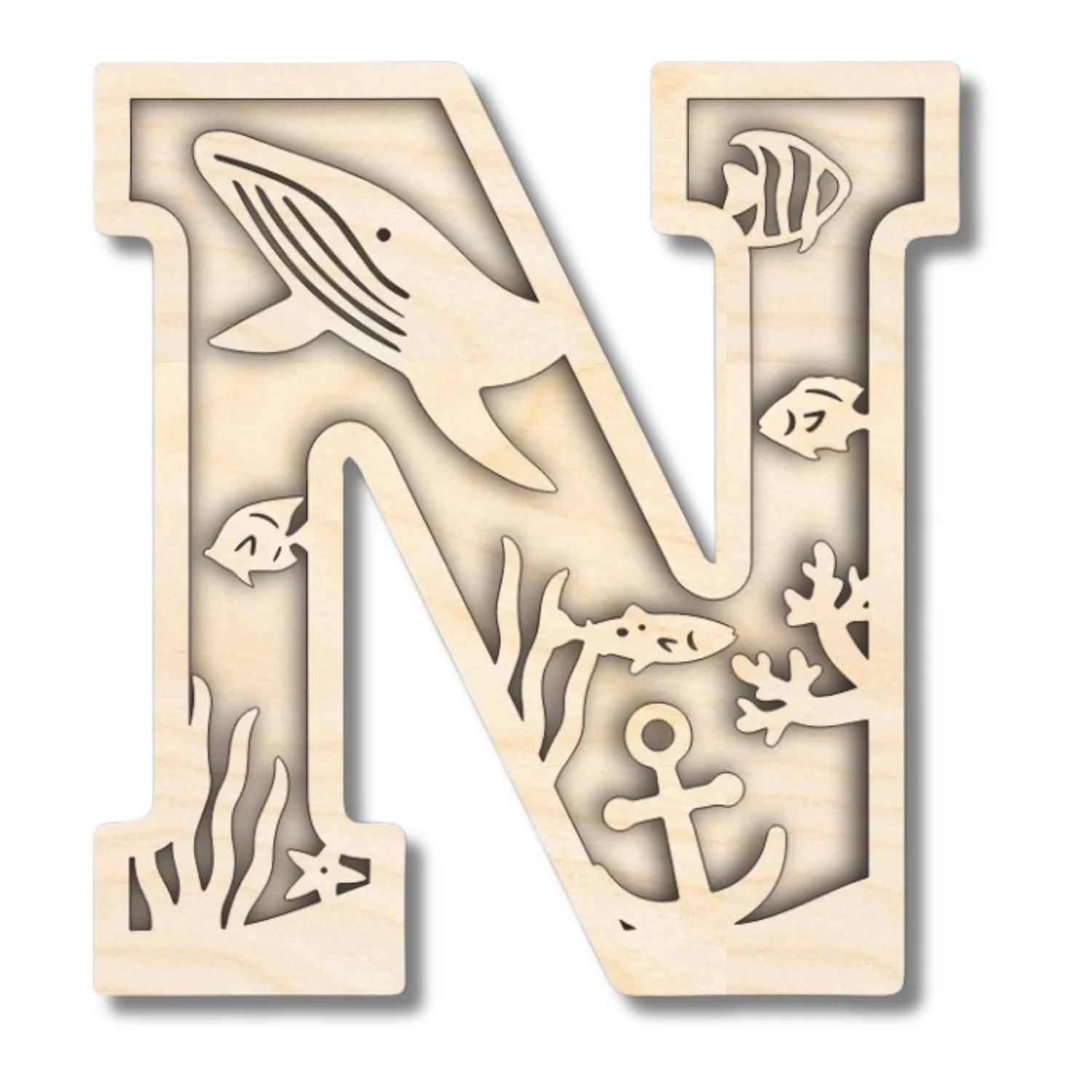 Unfinished Wood Layered Themed Letters | Ocean | A-Z | 2 Piece | up to 24" - Image 17