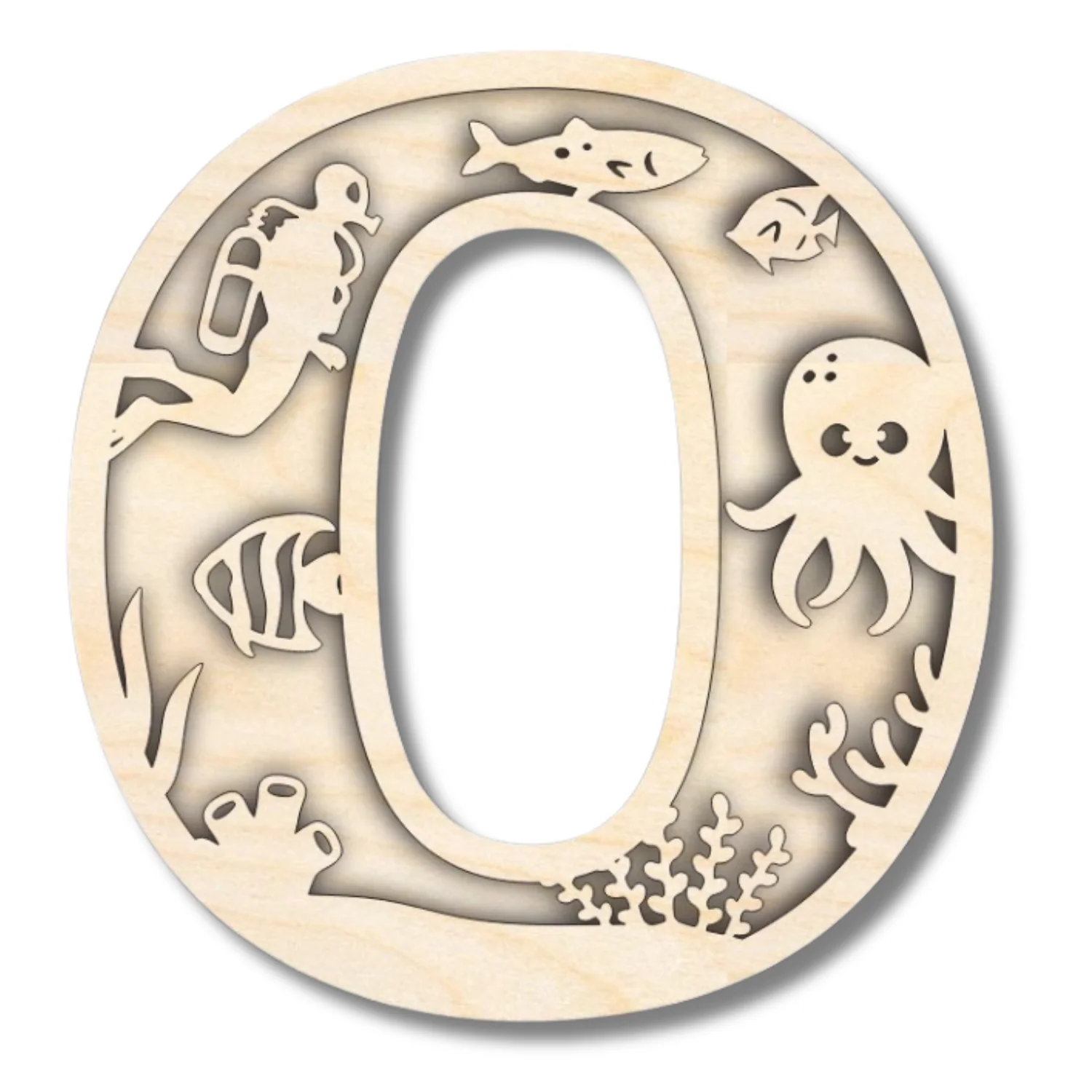 Unfinished Wood Layered Themed Letters | Ocean | A-Z | 2 Piece | up to 24" - Image 18
