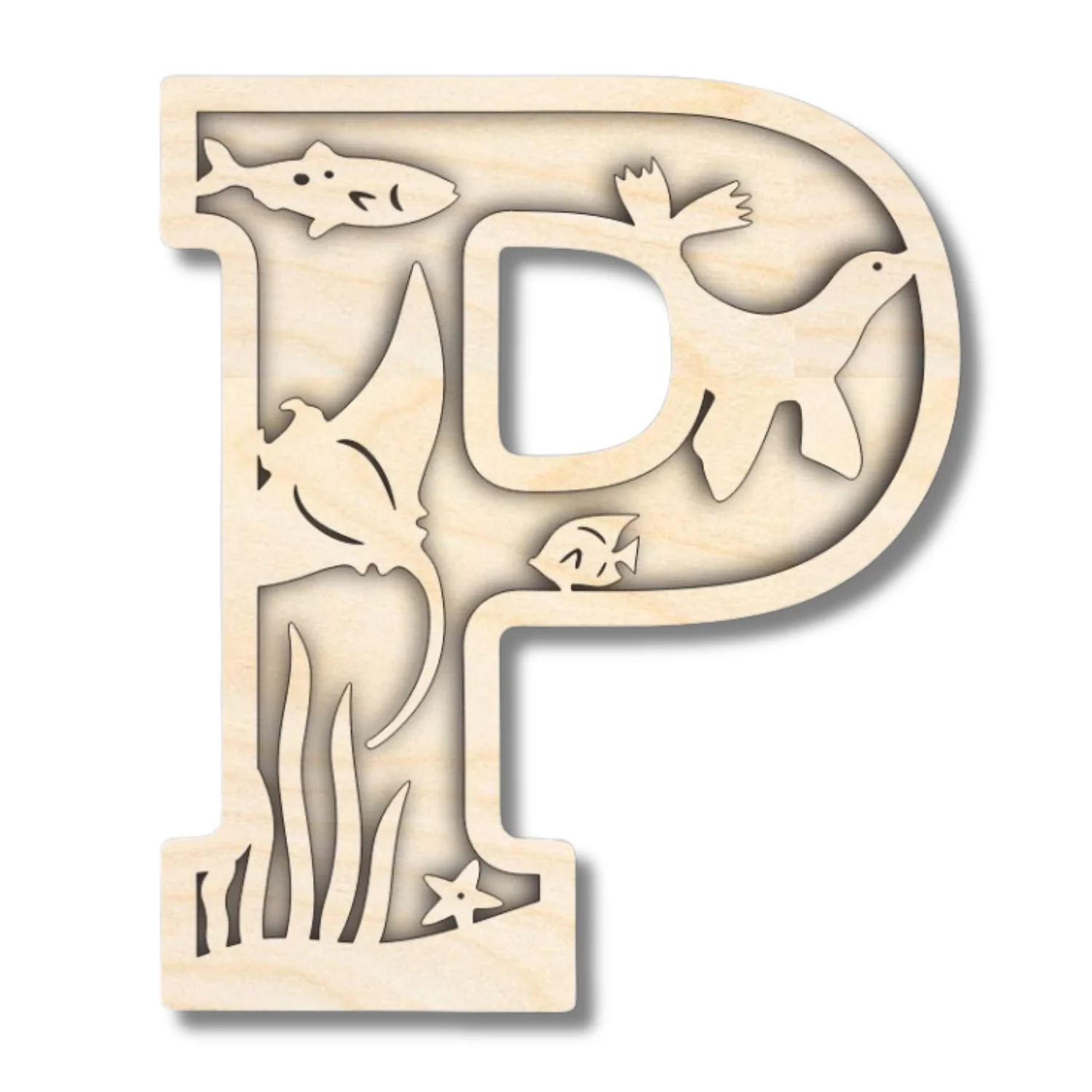 Unfinished Wood Layered Themed Letters | Ocean | A-Z | 2 Piece | up to 24" - Image 19