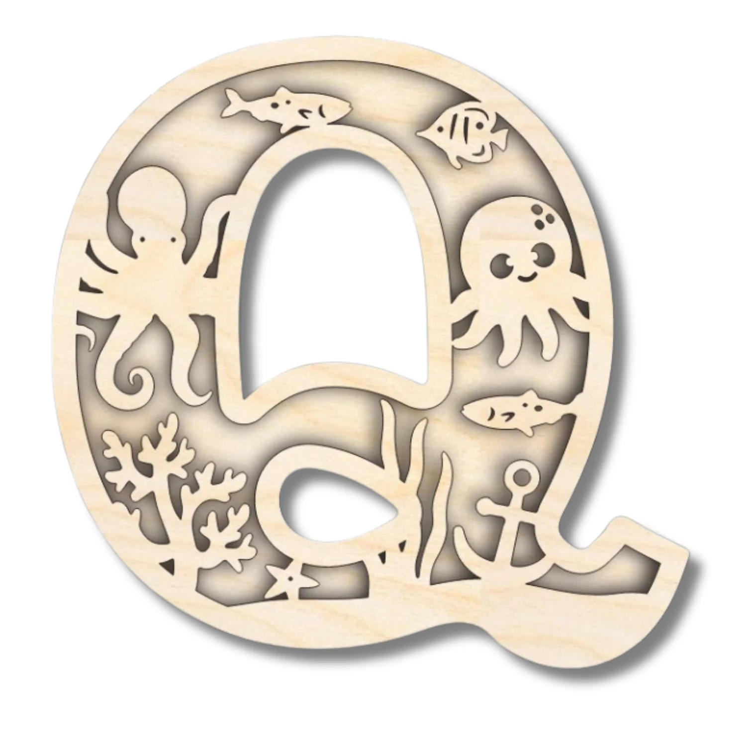Unfinished Wood Layered Themed Letters | Ocean | A-Z | 2 Piece | up to 24" - Image 20