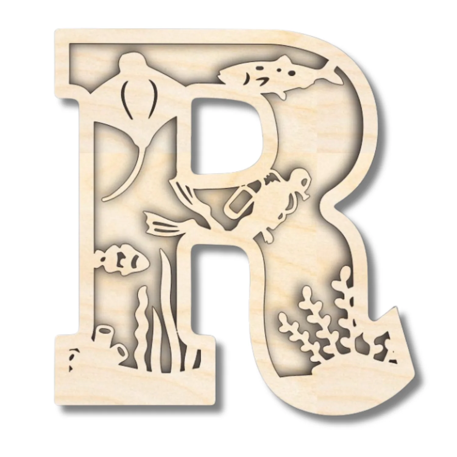 Unfinished Wood Layered Themed Letters | Ocean | A-Z | 2 Piece | up to 24" - Image 21