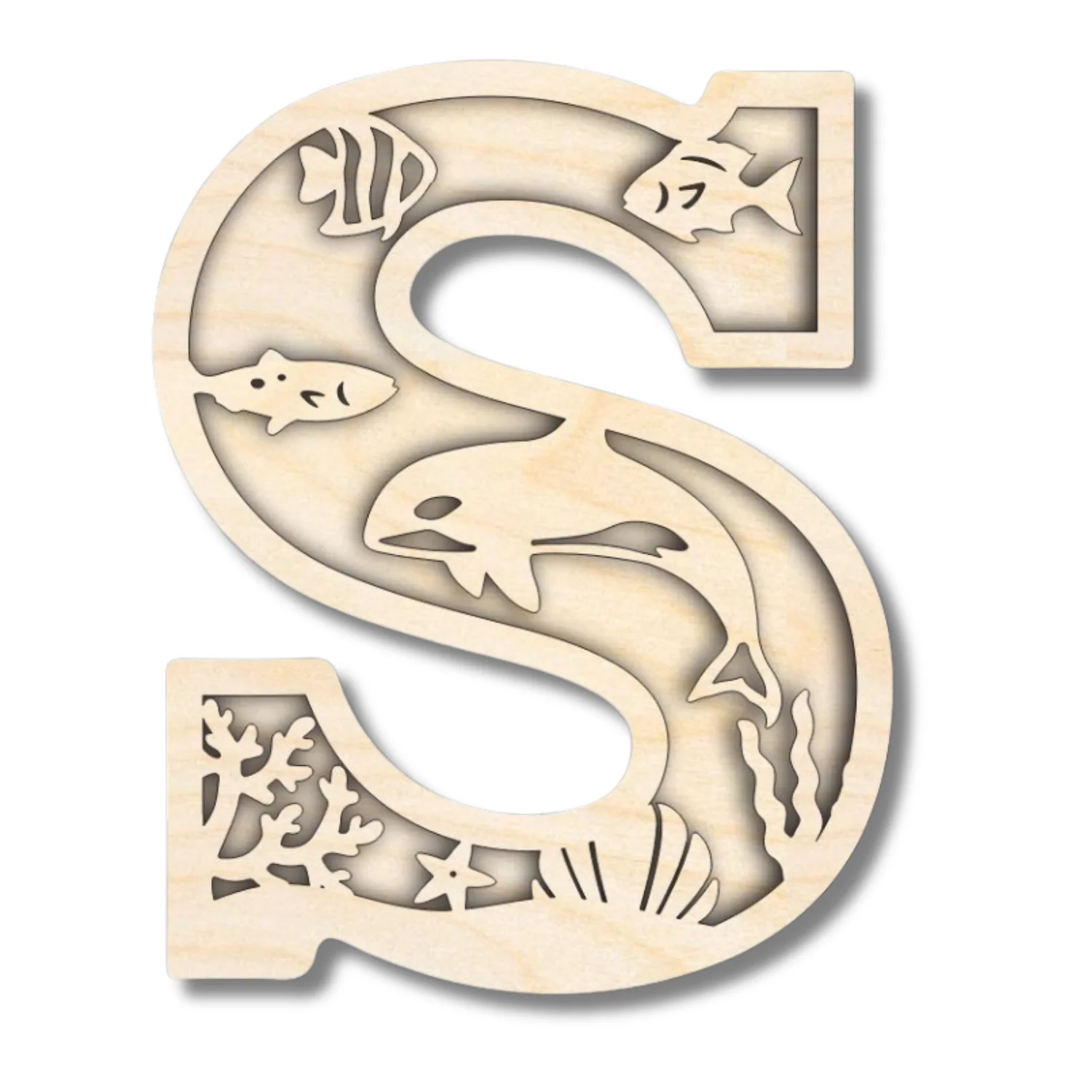 Unfinished Wood Layered Themed Letters | Ocean | A-Z | 2 Piece | up to 24" - Image 22