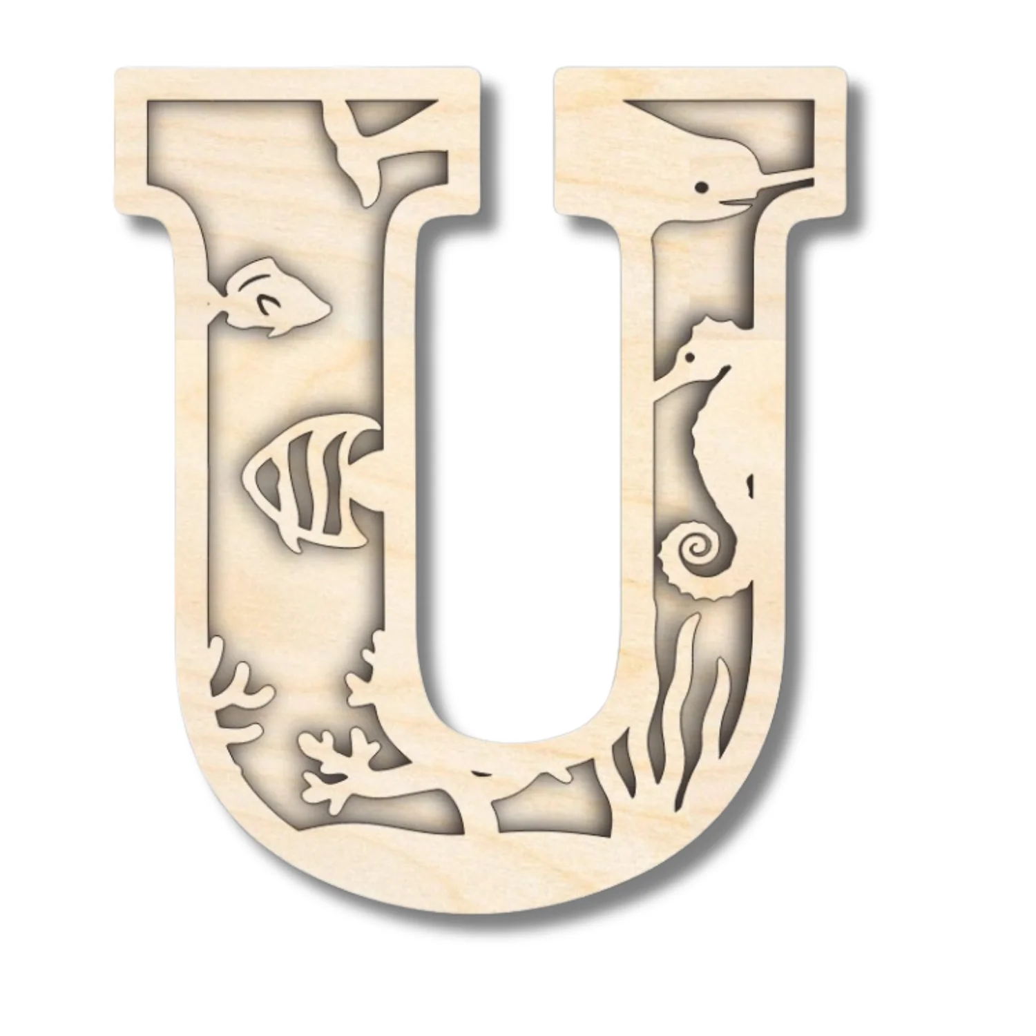 Unfinished Wood Layered Themed Letters | Ocean | A-Z | 2 Piece | up to 24" - Image 24
