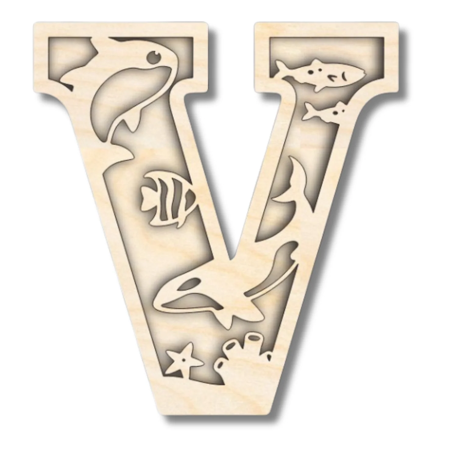 Unfinished Wood Layered Themed Letters | Ocean | A-Z | 2 Piece | up to 24" - Image 25