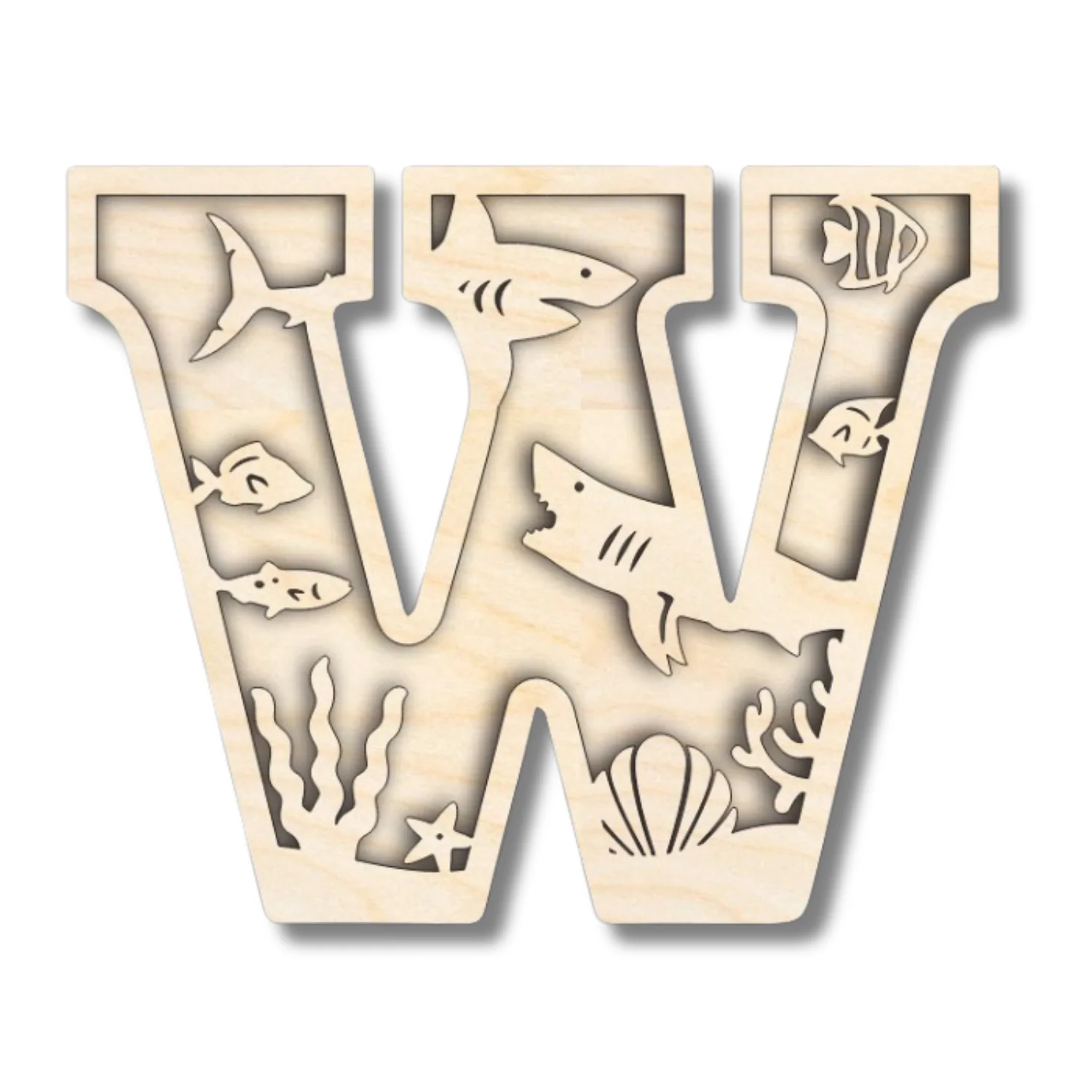 Unfinished Wood Layered Themed Letters | Ocean | A-Z | 2 Piece | up to 24" - Image 26