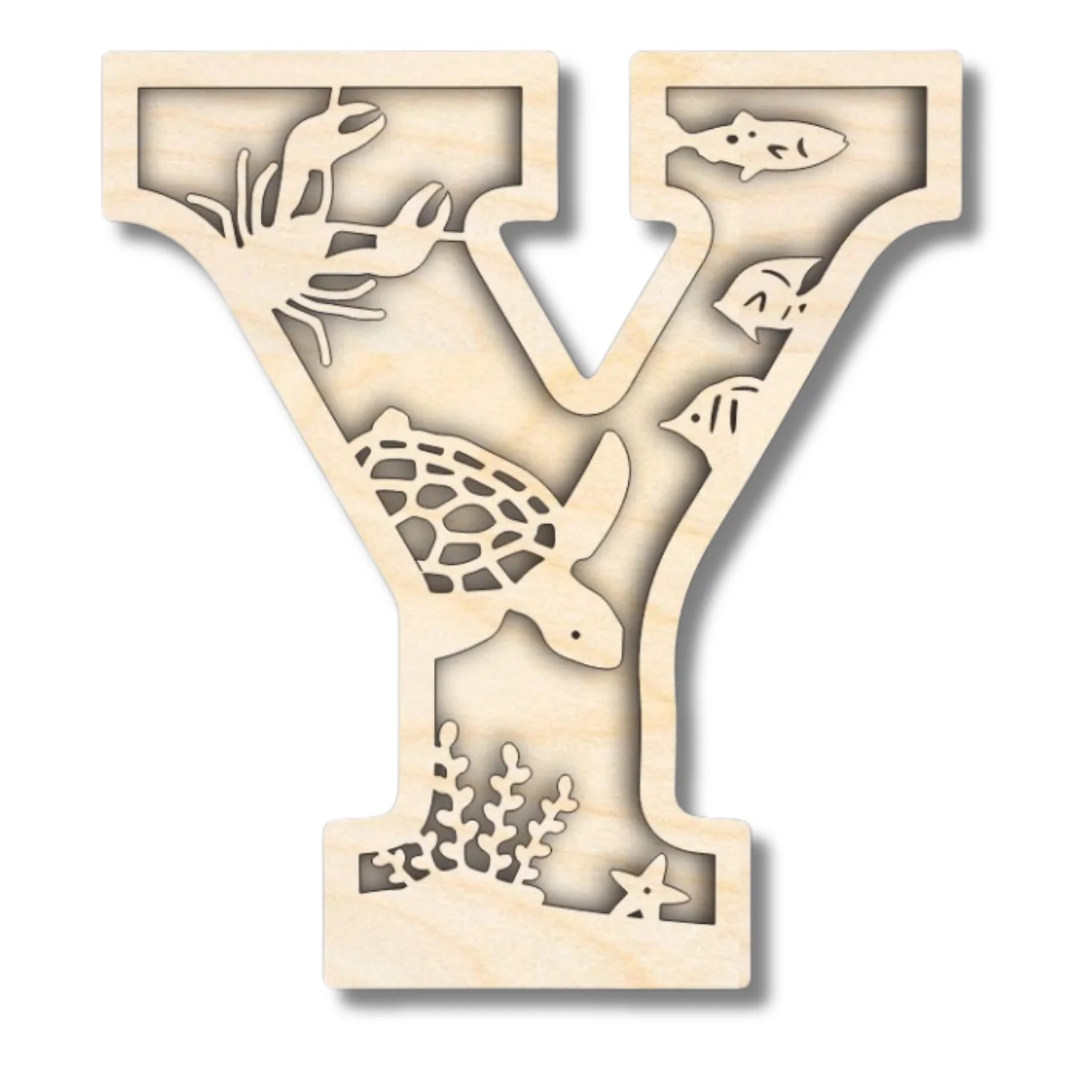 Unfinished Wood Layered Themed Letters | Ocean | A-Z | 2 Piece | up to 24" - Image 28