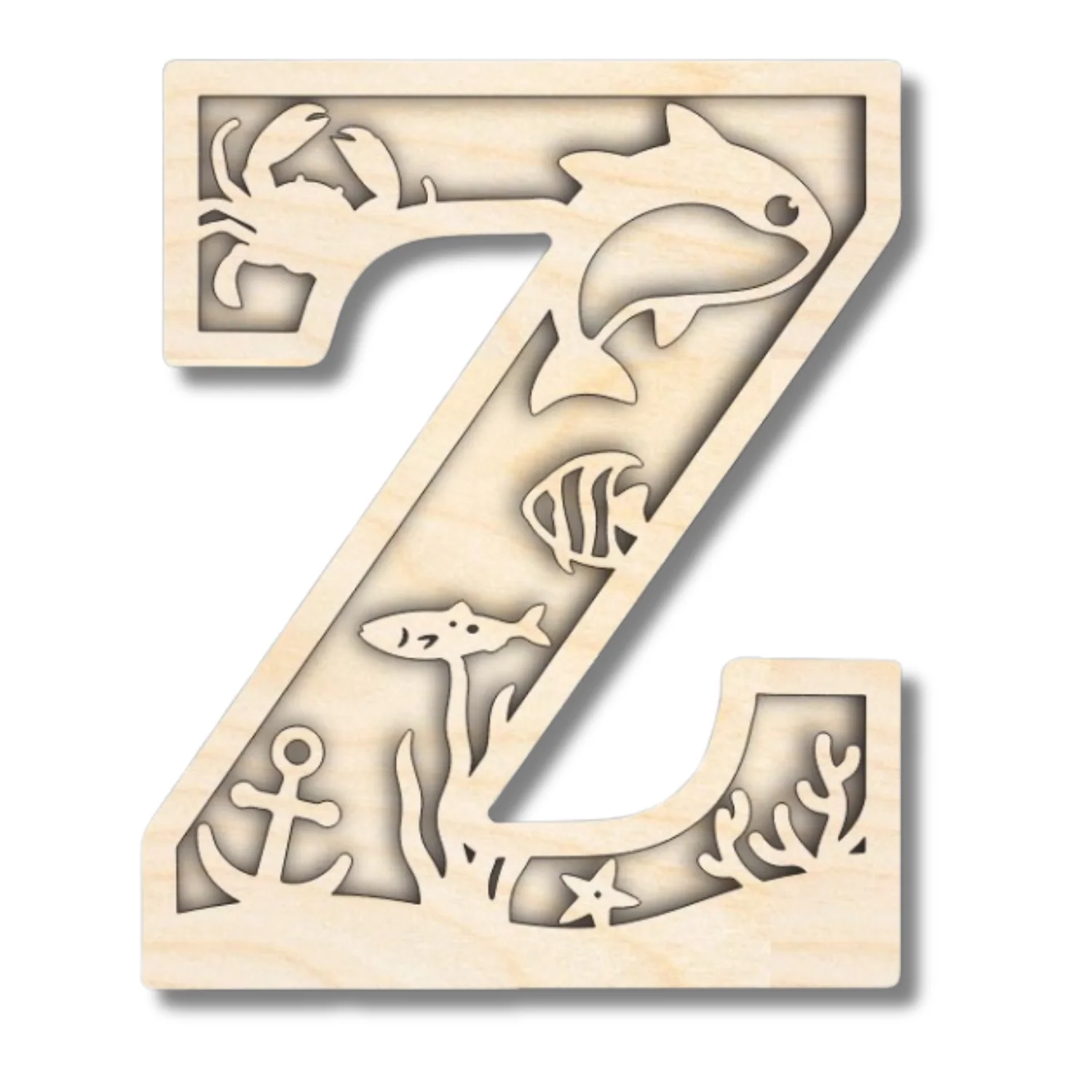 Unfinished Wood Layered Themed Letters | Ocean | A-Z | 2 Piece | up to 24" - Image 29