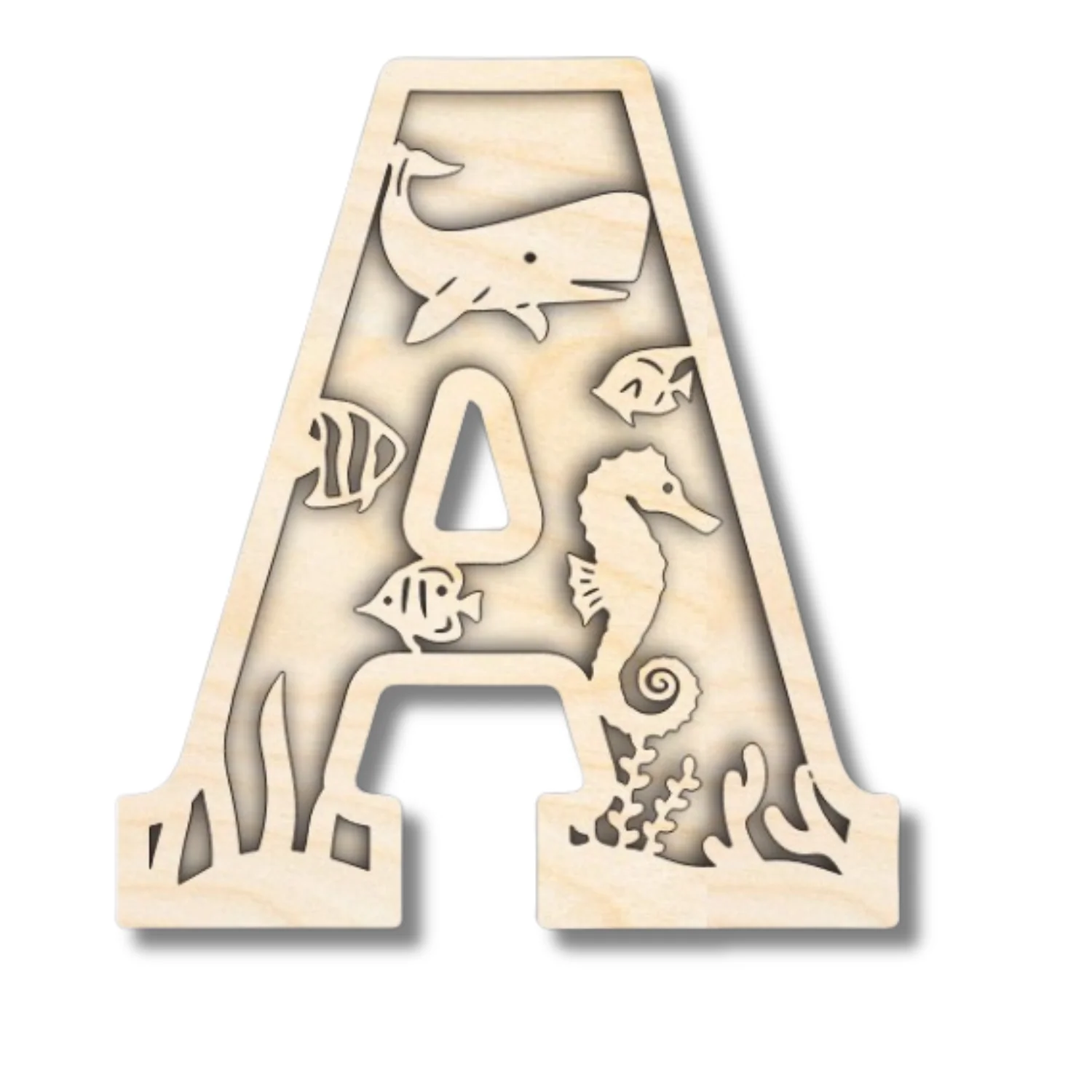 Unfinished Wood Layered Themed Letters | Ocean | A-Z | 2 Piece | up to 24" - Image 4