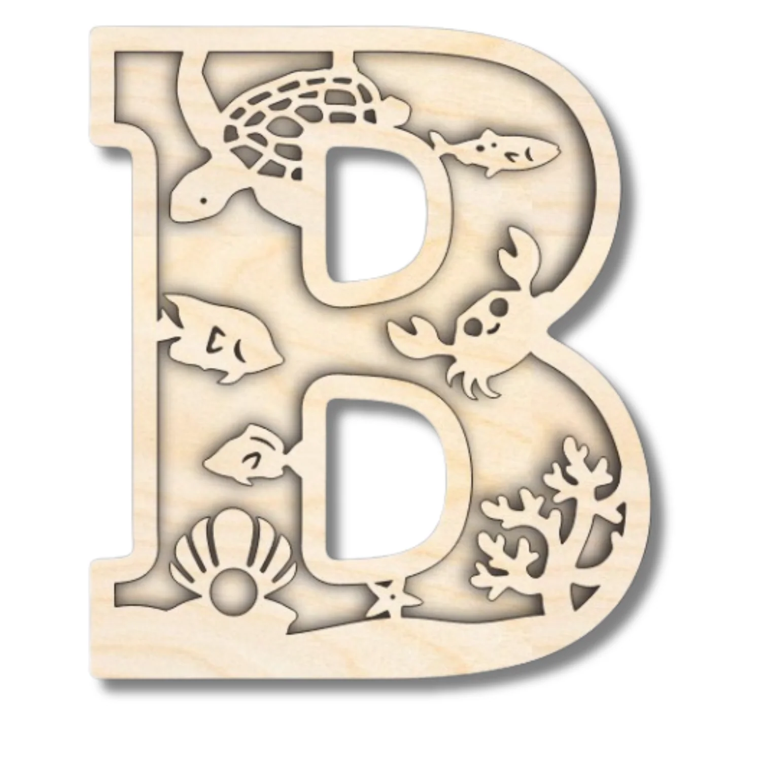 Unfinished Wood Layered Themed Letters | Ocean | A-Z | 2 Piece | up to 24" - Image 5