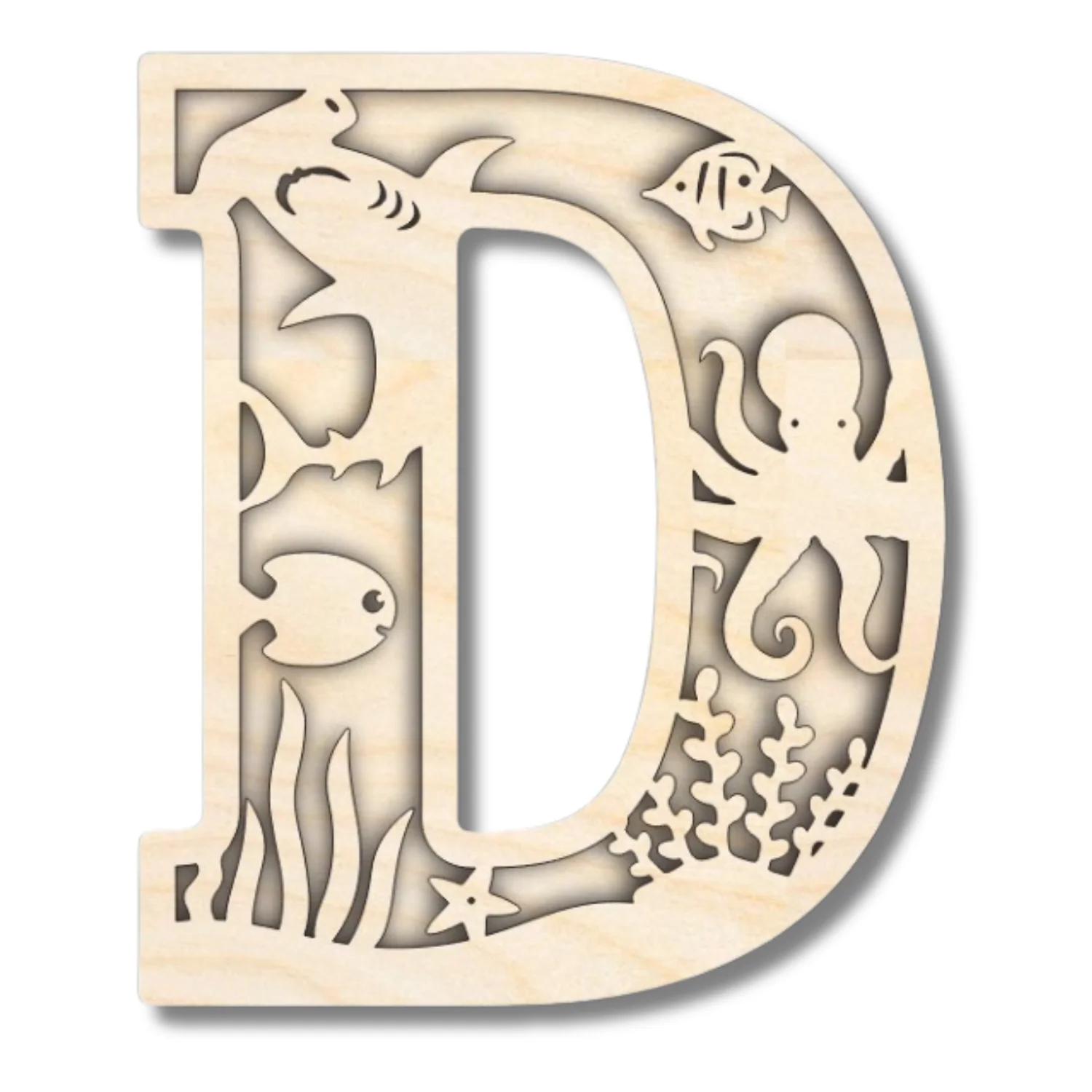 Unfinished Wood Layered Themed Letters | Ocean | A-Z | 2 Piece | up to 24" - Image 7