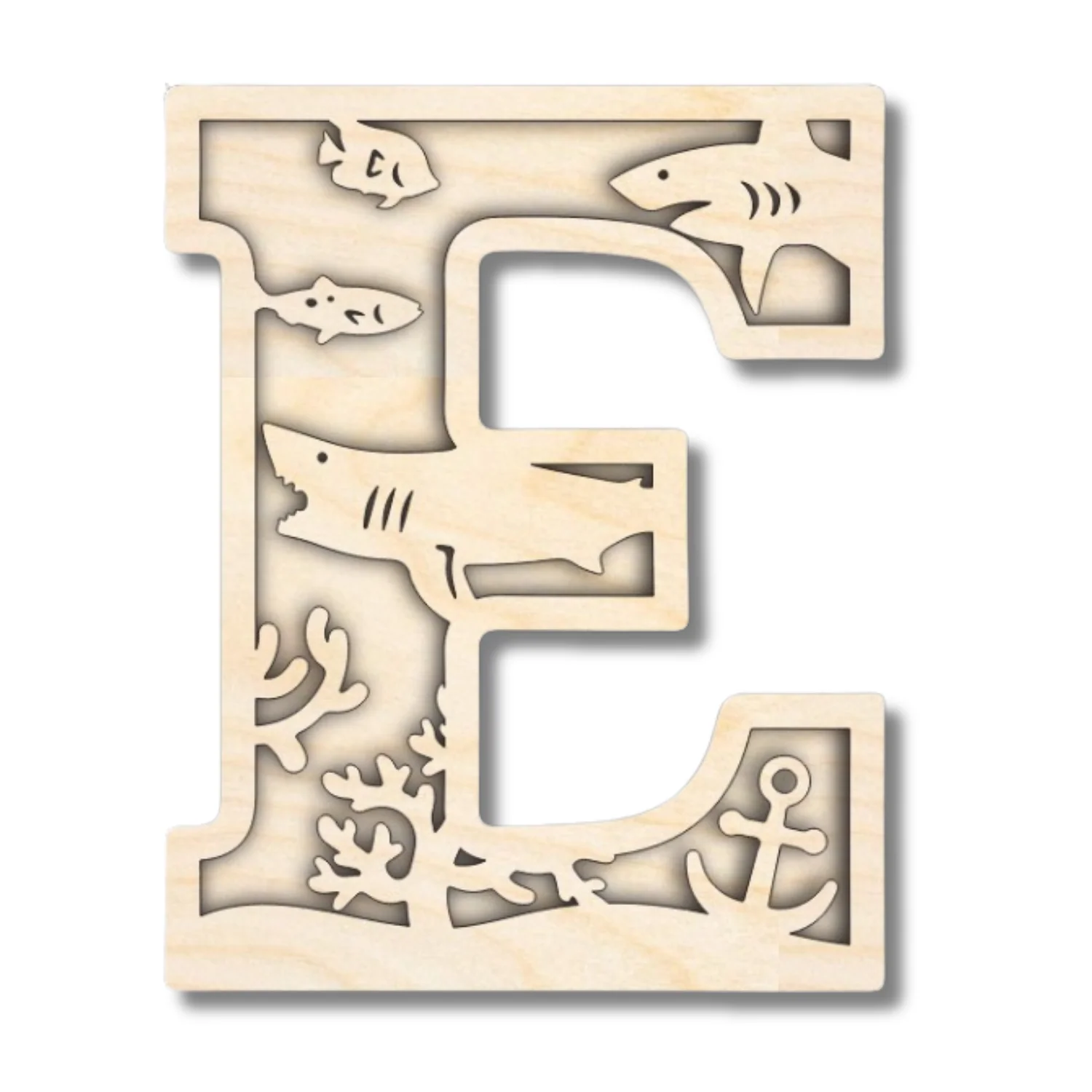 Unfinished Wood Layered Themed Letters | Ocean | A-Z | 2 Piece | up to 24" - Image 8
