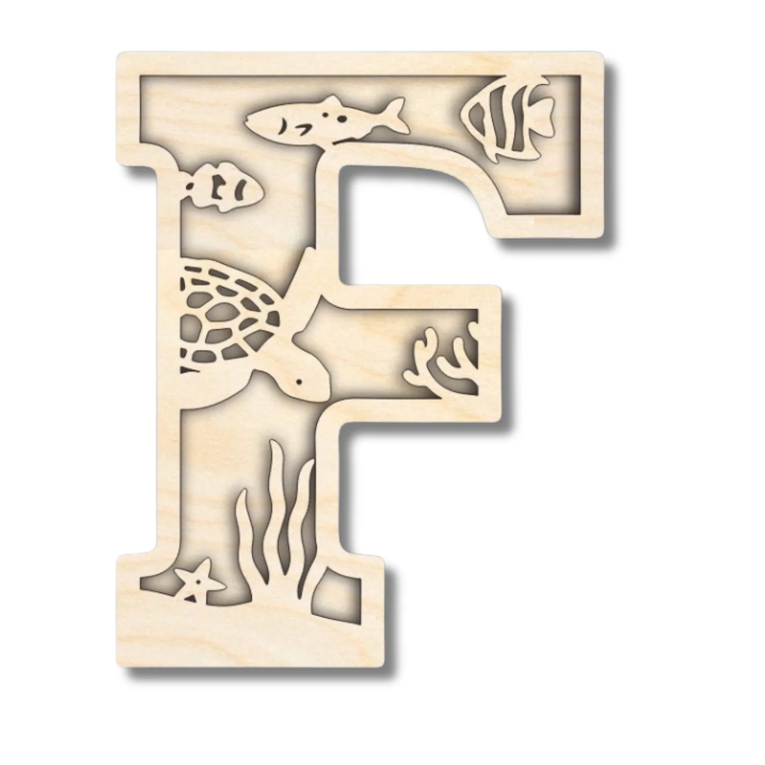 Unfinished Wood Layered Themed Letters | Ocean | A-Z | 2 Piece | up to 24" - Image 9